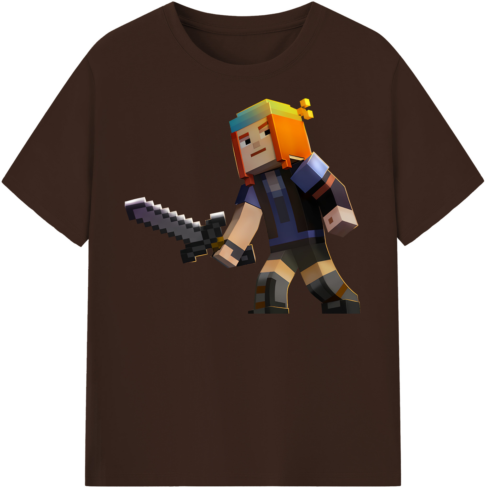 （画像用） マインクラフト ブロックの世界 Minecraft MC Block world 綿100％半袖Tシャツ（フロントプリント）