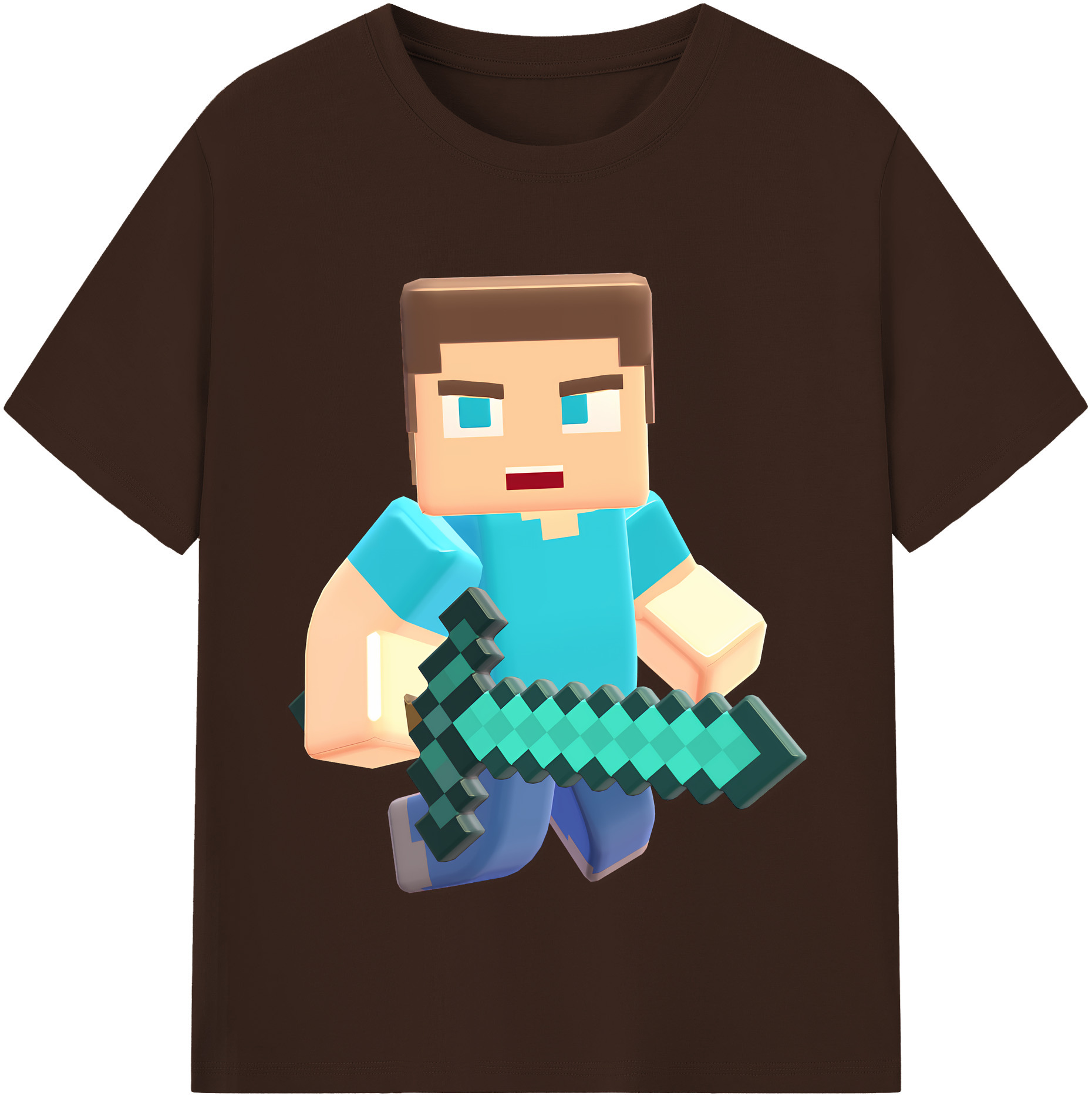 （画像用） マインクラフト ブロックの世界 Minecraft MC Block world 綿100％半袖Tシャツ（フロントプリント）