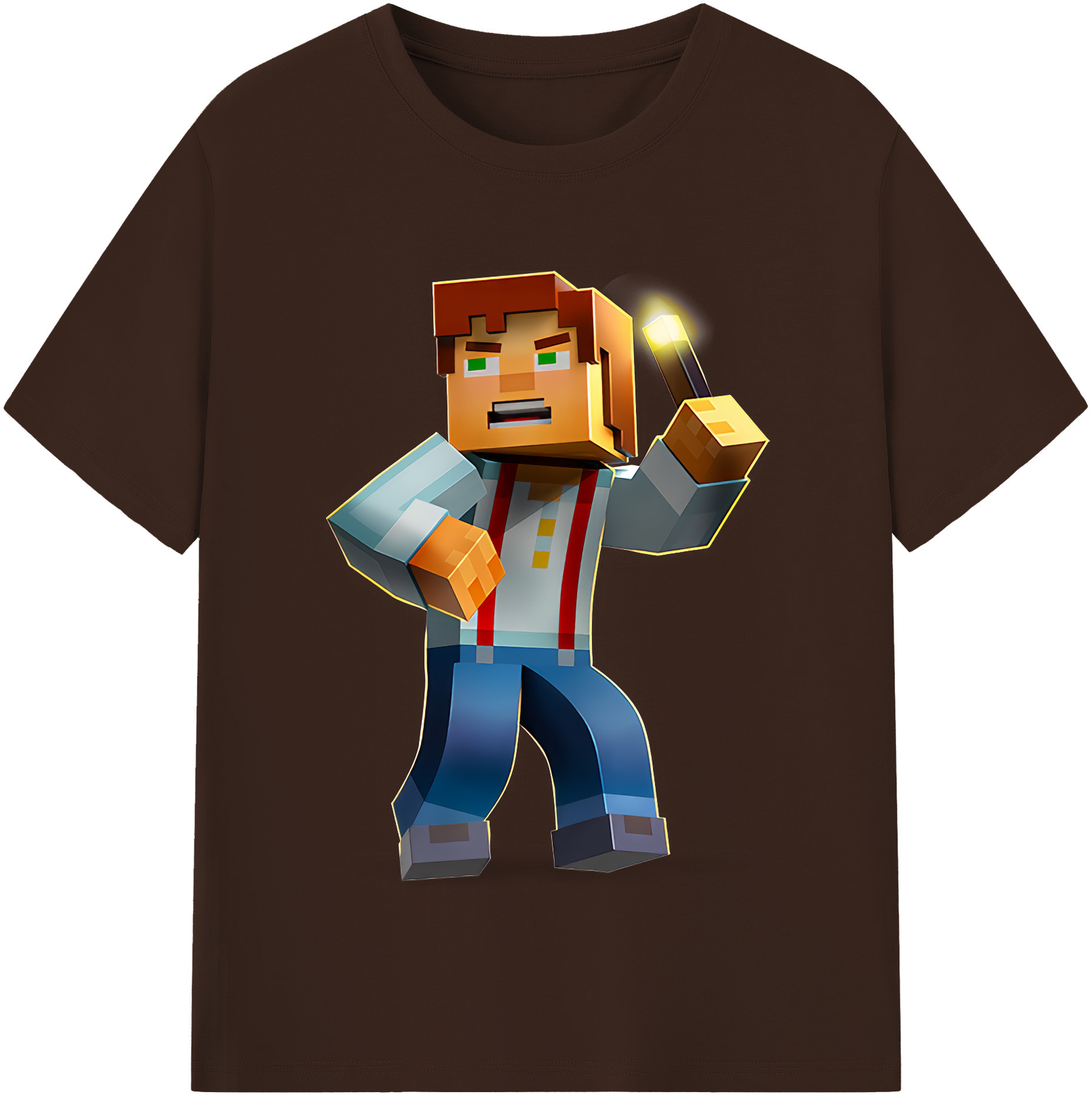 （画像用） マインクラフト ブロックの世界 Minecraft MC Block world 綿100％半袖Tシャツ（フロントプリント）