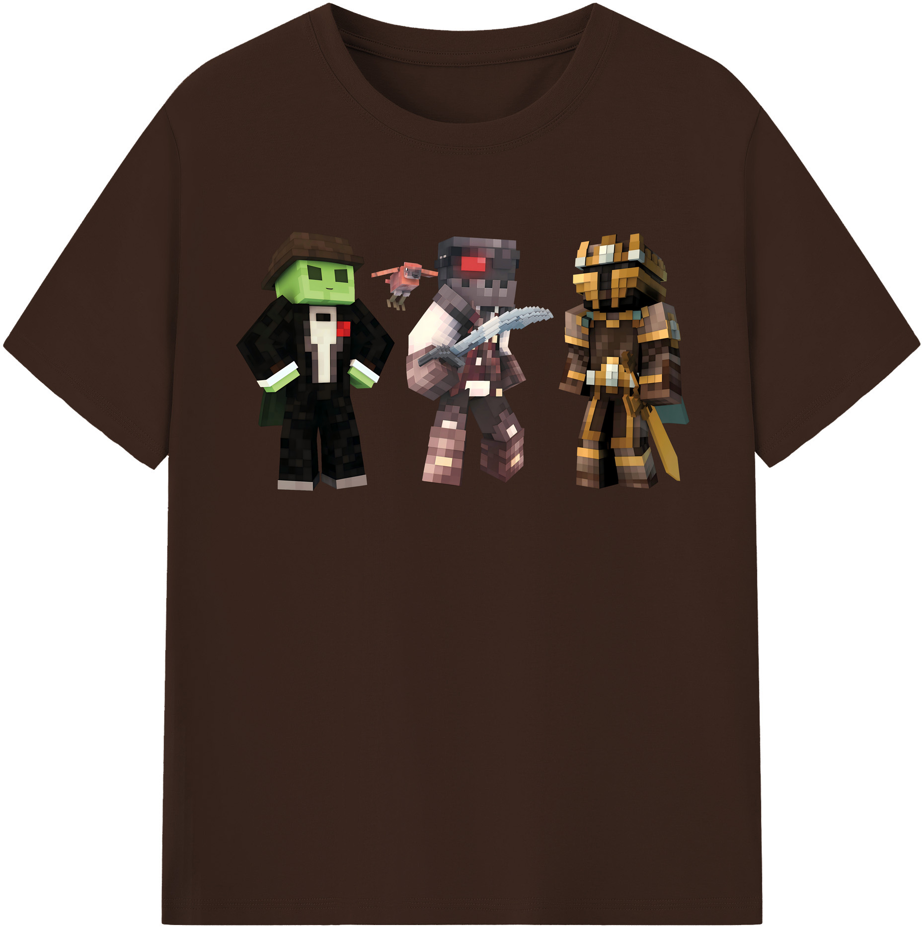 （画像用） マインクラフト ブロックの世界 Minecraft MC Block world 綿100％半袖Tシャツ（フロントプリント）