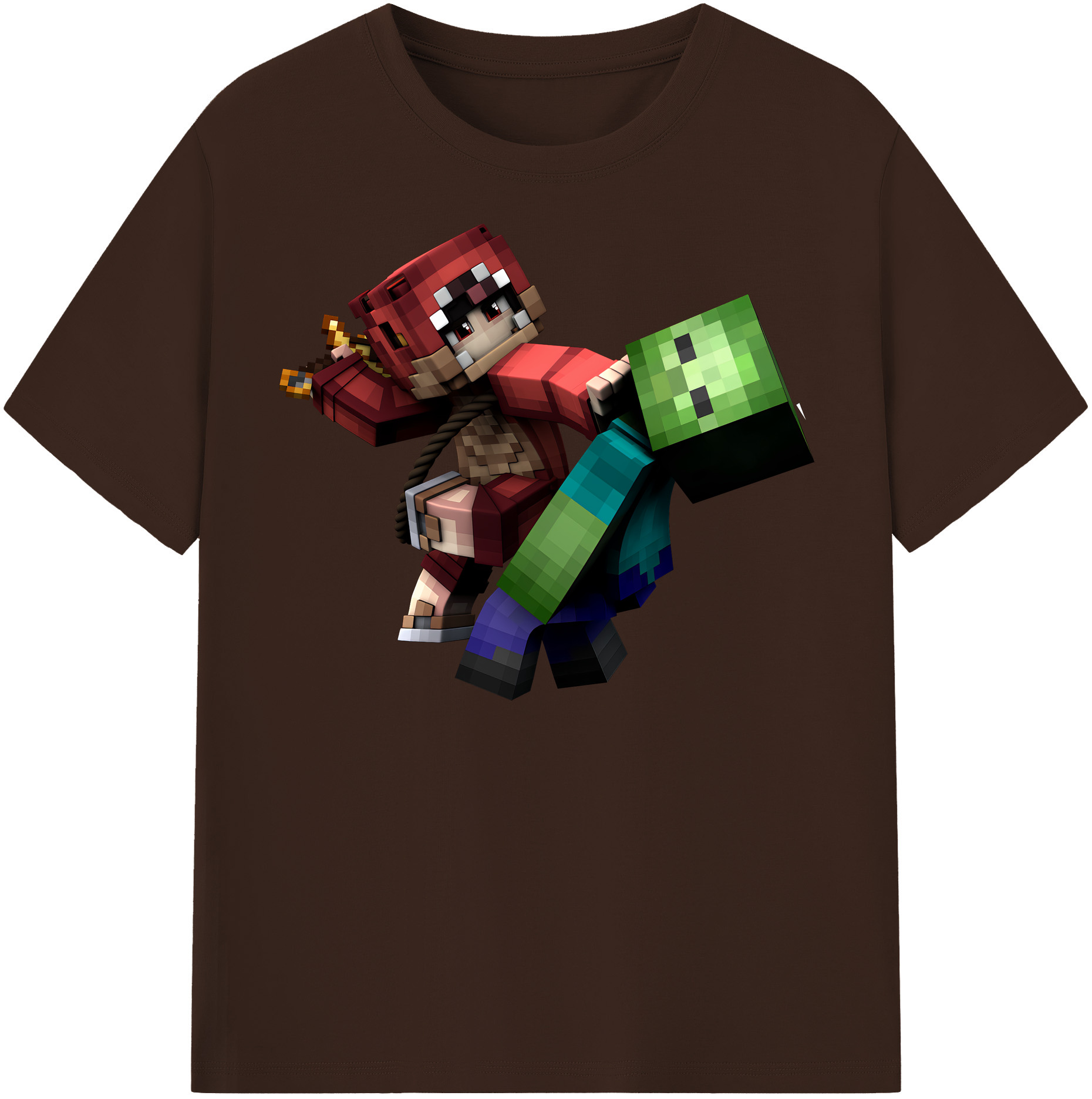 （画像用） マインクラフト ブロックの世界 Minecraft MC Block world 綿100％半袖Tシャツ（フロントプリント）