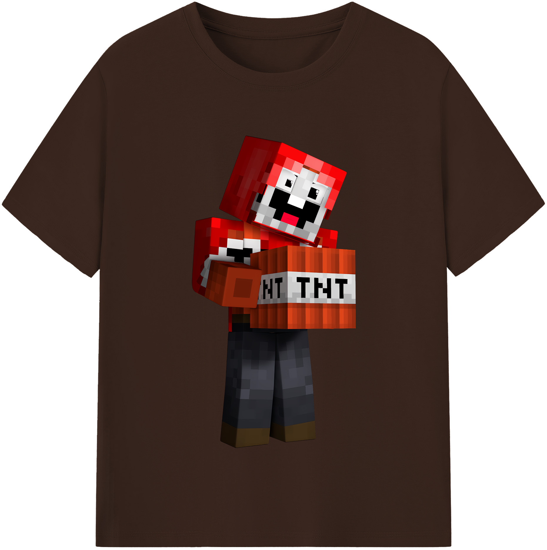 （画像用） マインクラフト ブロックの世界 Minecraft MC Block world 綿100％半袖Tシャツ（フロントプリント）