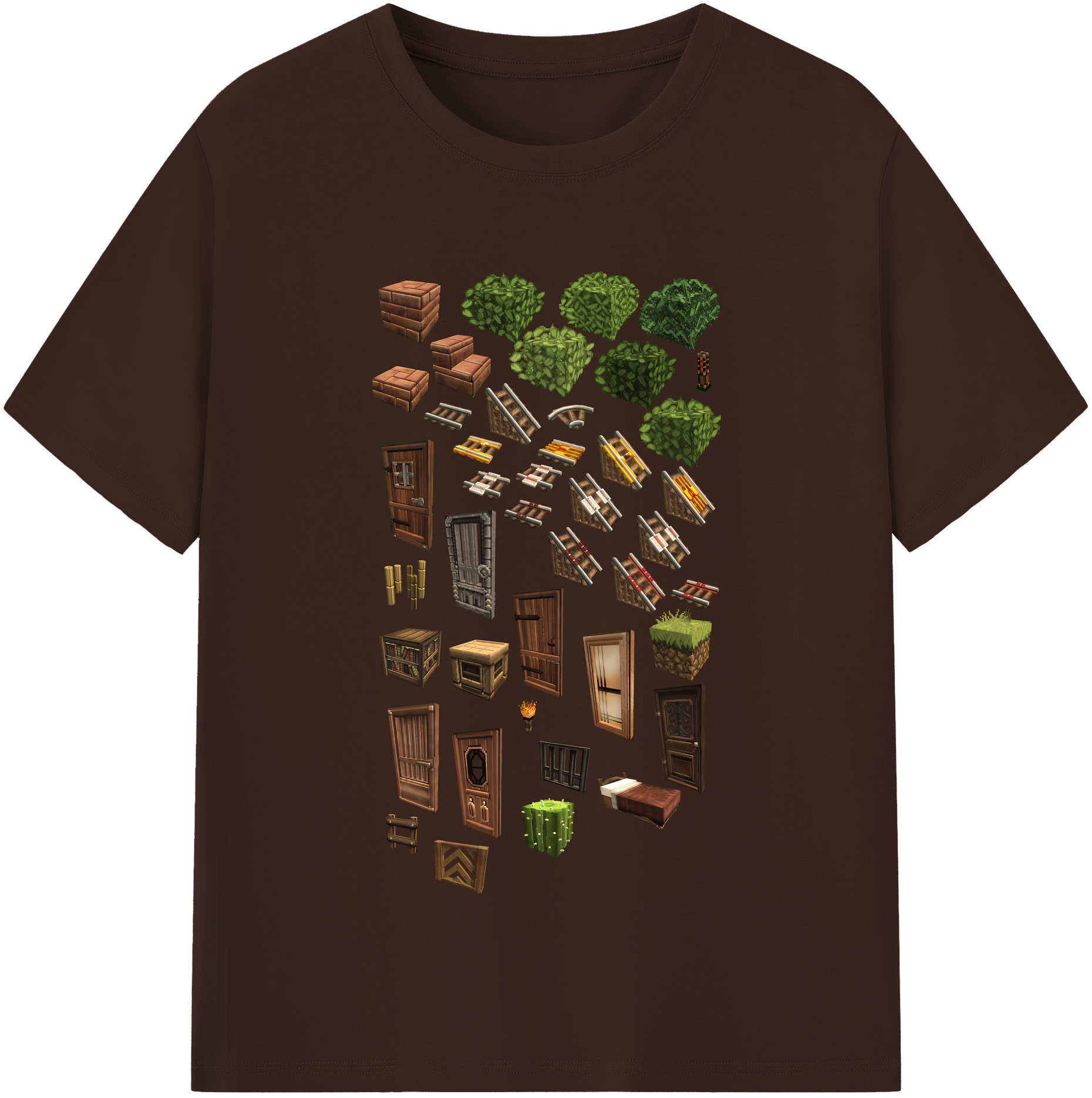 （画像用） マインクラフト ブロックの世界 Minecraft MC Block world 綿100％半袖Tシャツ（フロントプリント）