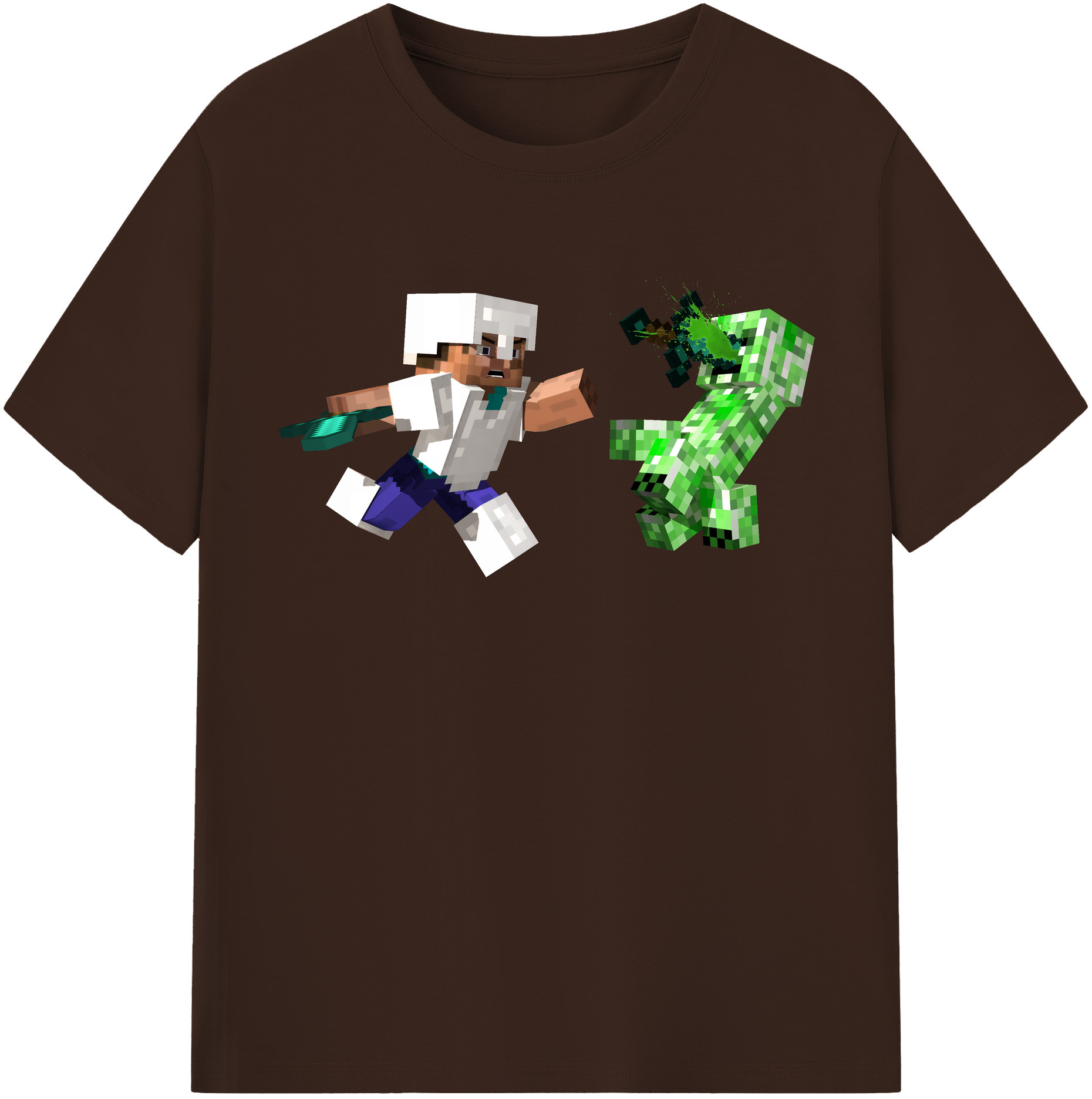 （画像用） マインクラフト ブロックの世界 Minecraft MC Block world 綿100％半袖Tシャツ（フロントプリント）