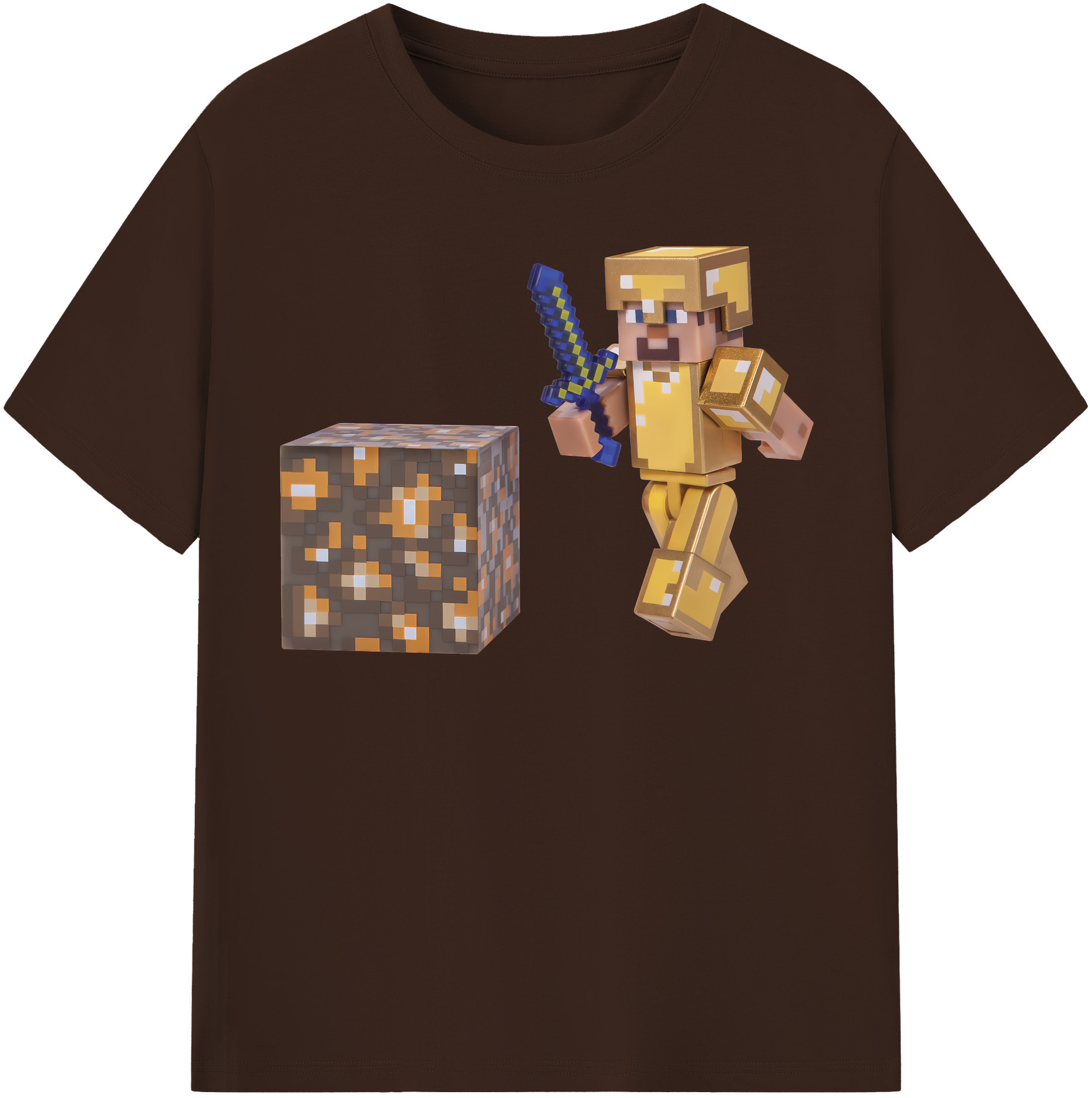 （画像用） マインクラフト ブロックの世界 Minecraft MC Block world 綿100％半袖Tシャツ（フロントプリント）