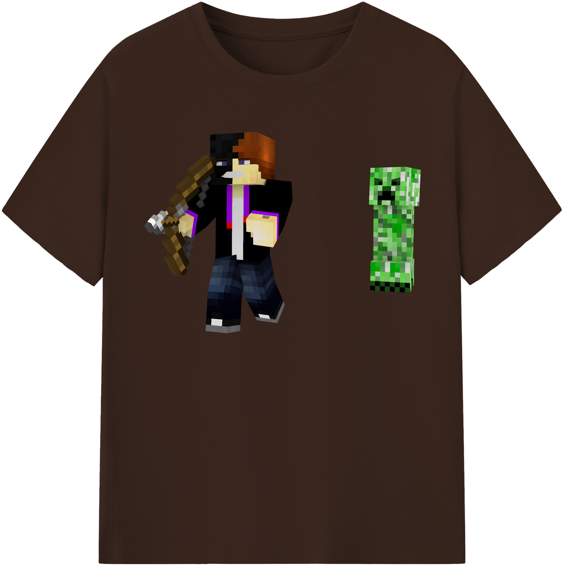 （画像用） マインクラフト ブロックの世界 Minecraft MC Block world 綿100％半袖Tシャツ（フロントプリント）