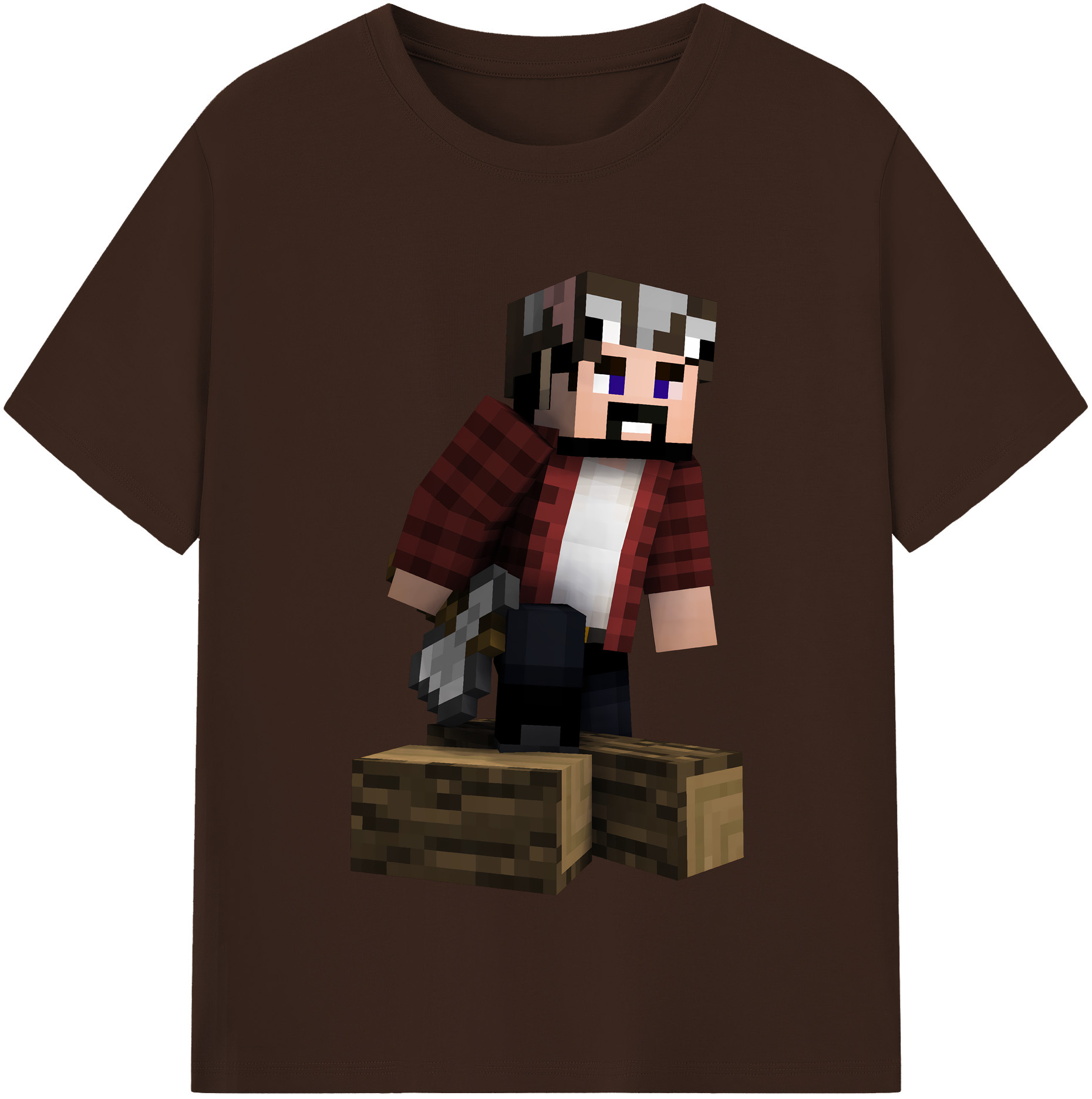 （画像用） マインクラフト ブロックの世界 Minecraft MC Block world 綿100％半袖Tシャツ（フロントプリント）
