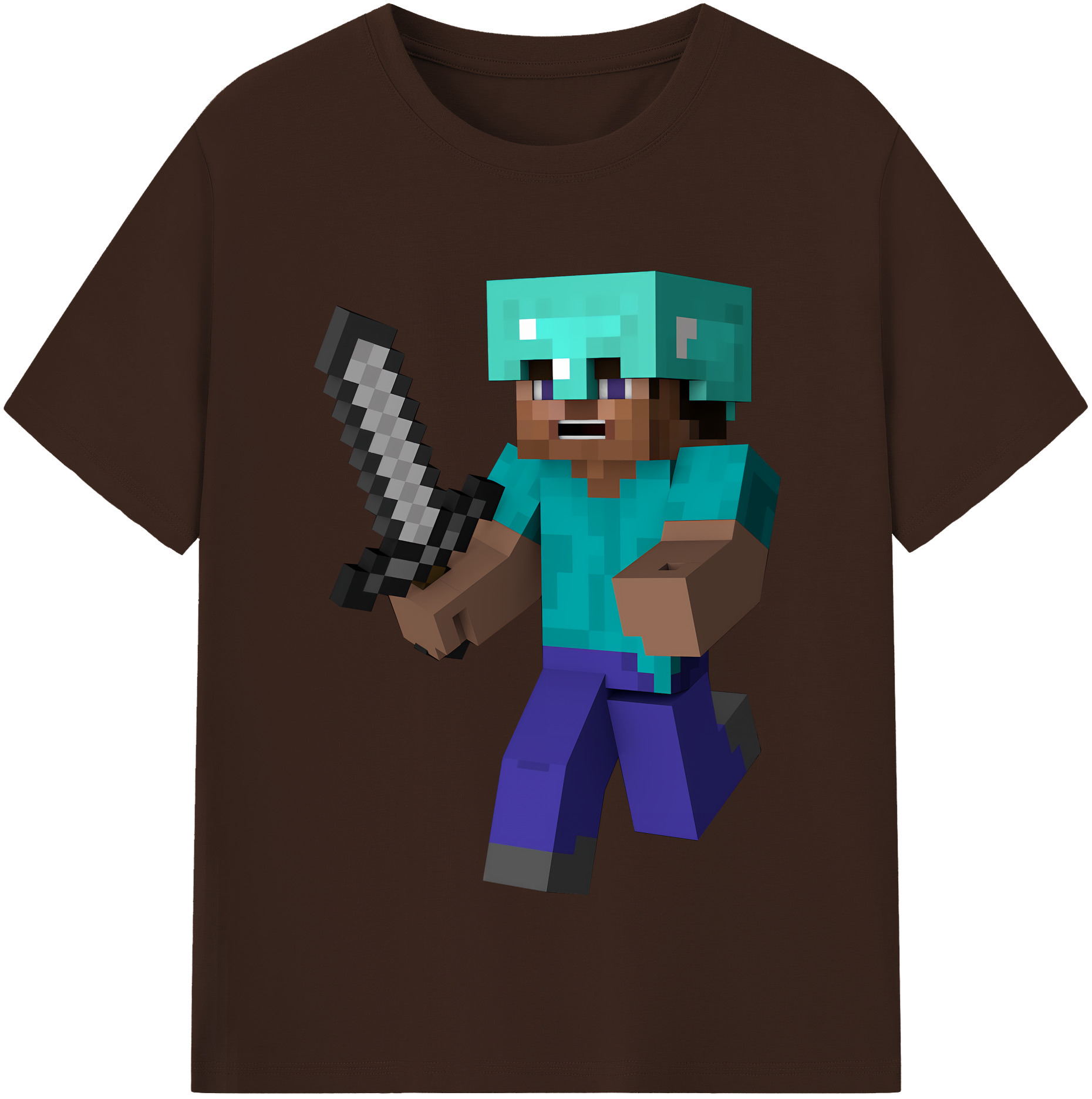 （画像用） マインクラフト ブロックの世界 Minecraft MC Block world 綿100％半袖Tシャツ（フロントプリント）