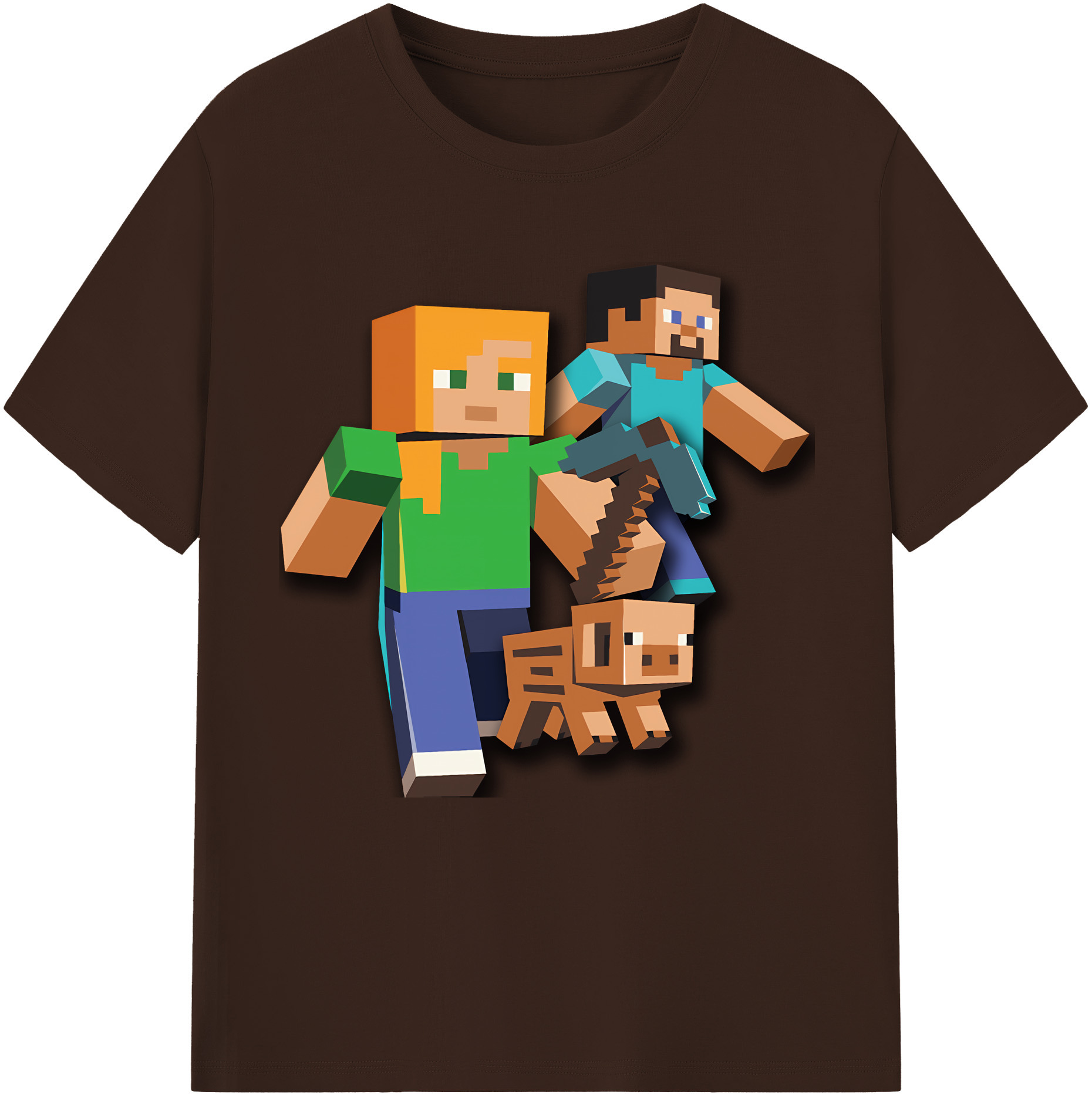 （画像用） マインクラフト ブロックの世界 Minecraft MC Block world 綿100％半袖Tシャツ（フロントプリント）