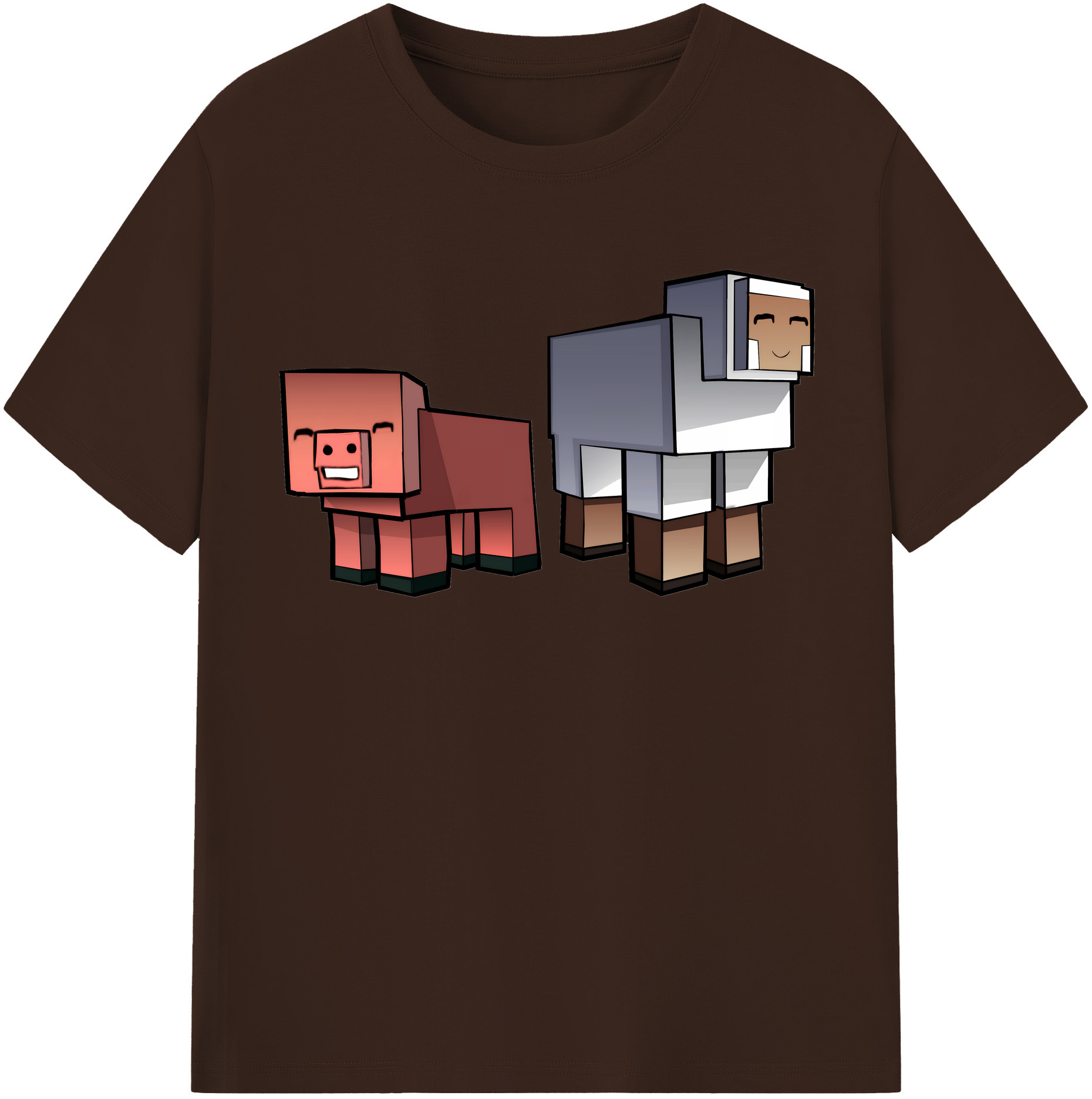 （画像用） マインクラフト ブロックの世界 Minecraft MC Block world 綿100％半袖Tシャツ（フロントプリント）