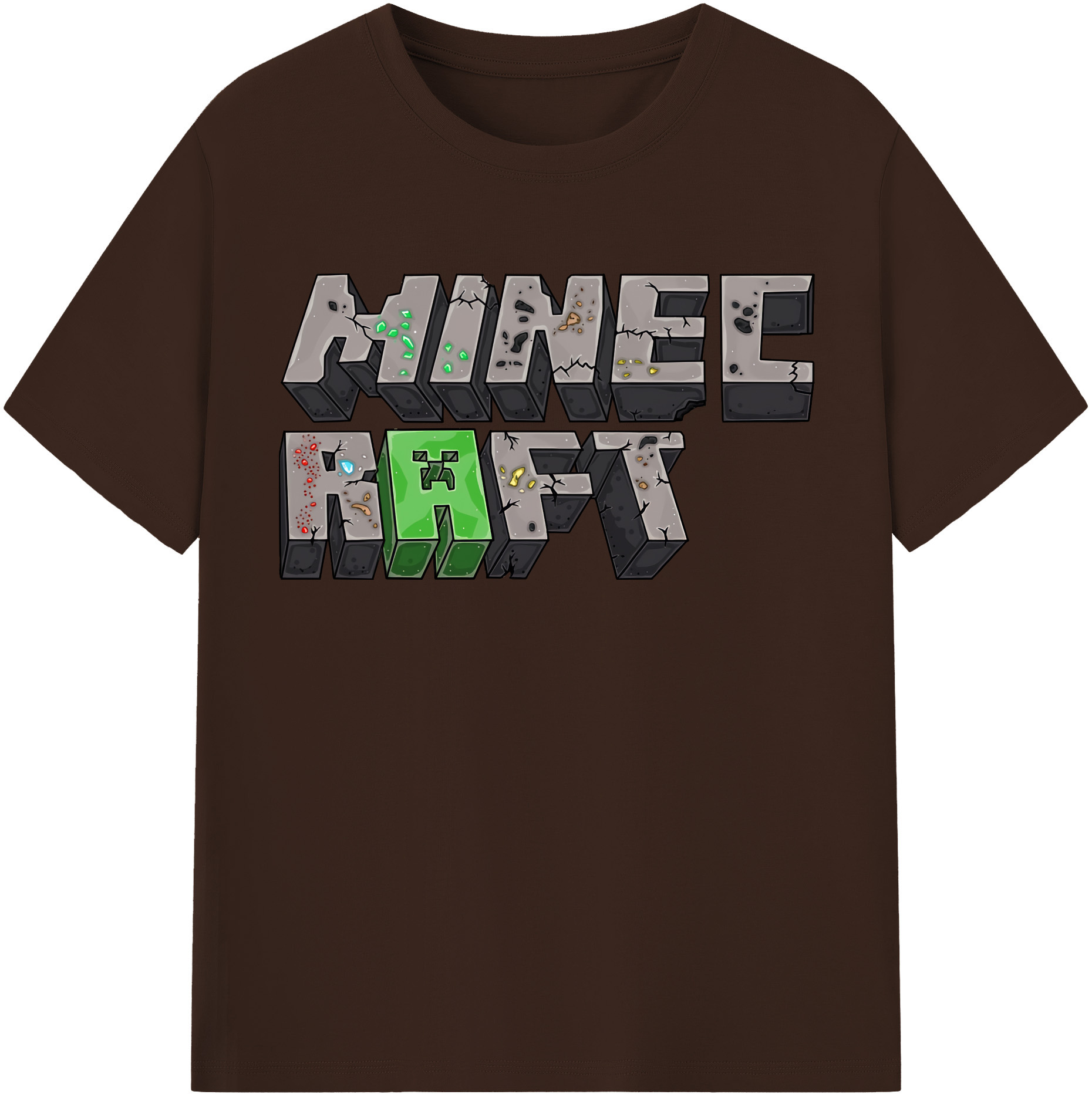 （画像用） マインクラフト ブロックの世界 Minecraft MC Block world 綿100％半袖Tシャツ（フロントプリント）