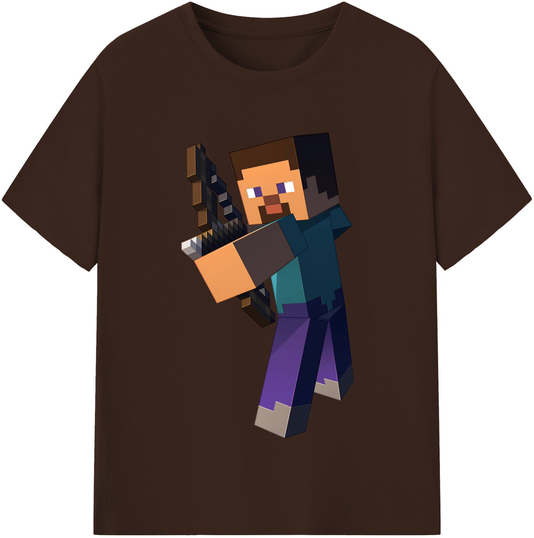 （画像用） マインクラフト ブロックの世界 Minecraft MC Block world 綿100％半袖Tシャツ（フロントプリント）