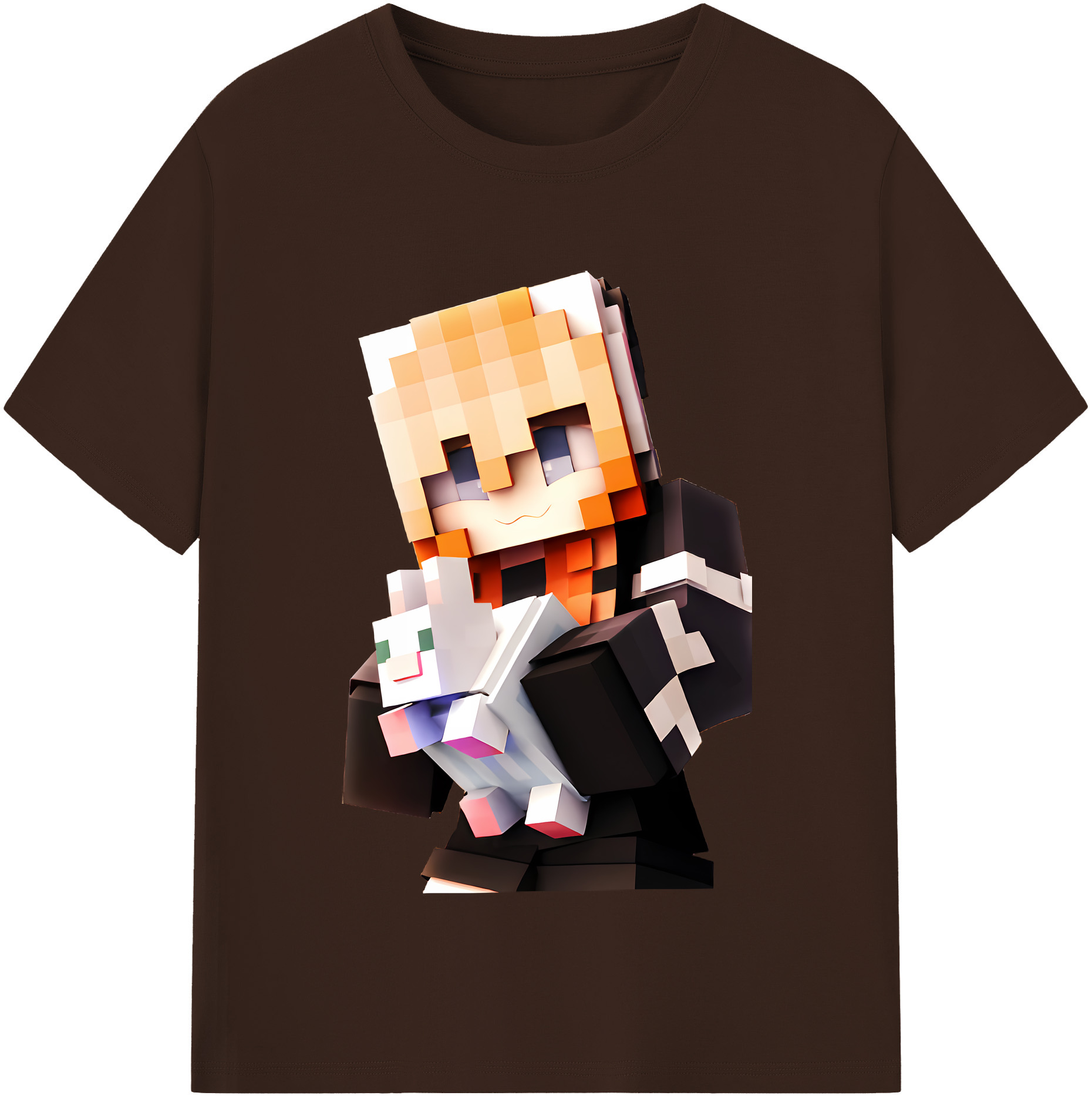 （画像用） マインクラフト ブロックの世界 Minecraft MC Block world 綿100％半袖Tシャツ（フロントプリント）