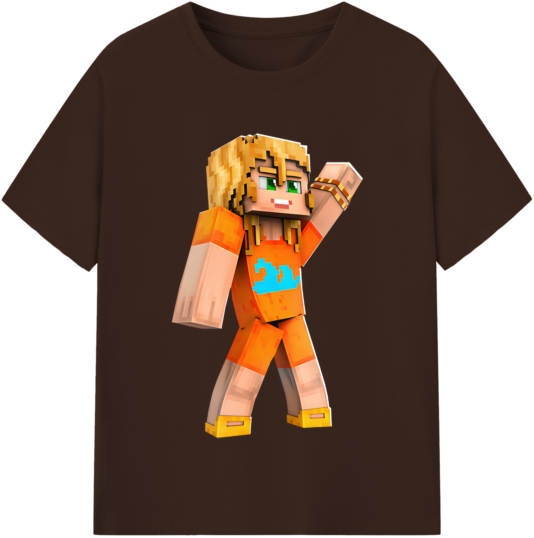 （画像用） マインクラフト ブロックの世界 Minecraft MC Block world 綿100％半袖Tシャツ（フロントプリント）