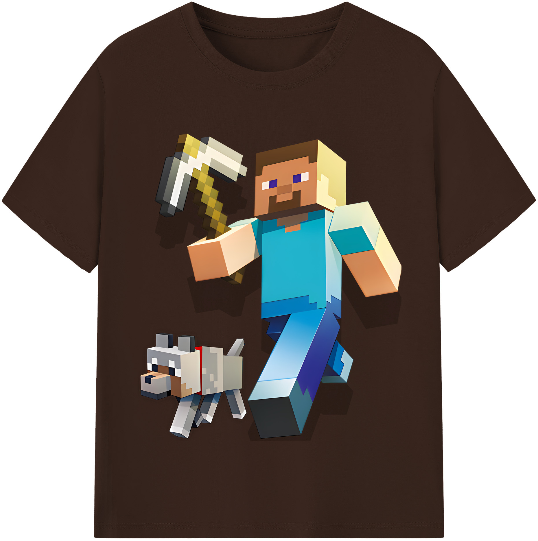 （画像用） マインクラフト ブロックの世界 Minecraft MC Block world 綿100％半袖Tシャツ（フロントプリント）