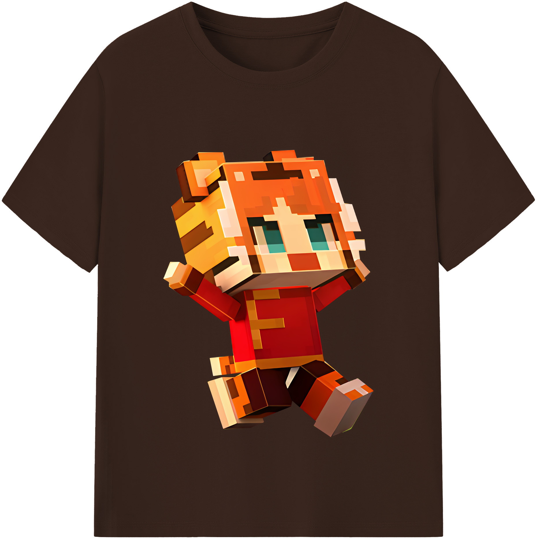 （画像用） マインクラフト ブロックの世界 Minecraft MC Block world 綿100％半袖Tシャツ（フロントプリント）