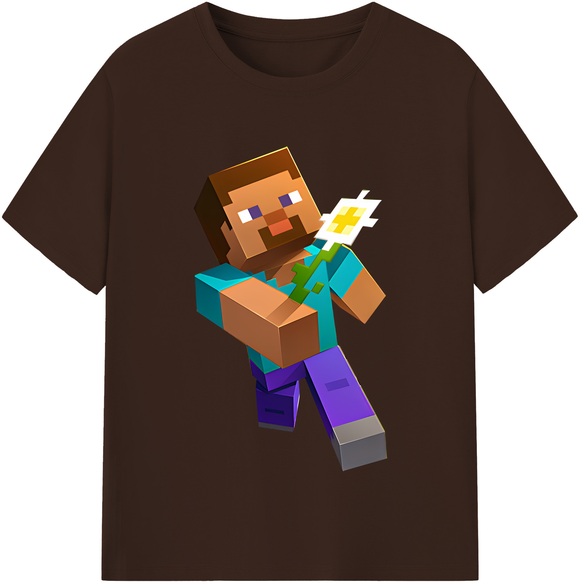 （画像用） マインクラフト ブロックの世界 Minecraft MC Block world 綿100％半袖Tシャツ（フロントプリント）
