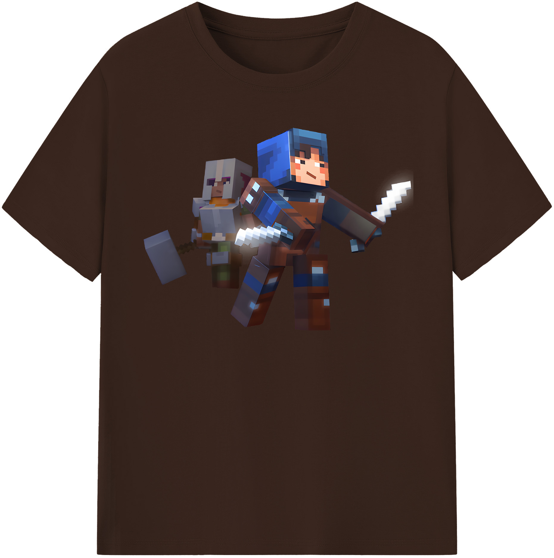 （画像用） マインクラフト ブロックの世界 Minecraft MC Block world 綿100％半袖Tシャツ（フロントプリント）