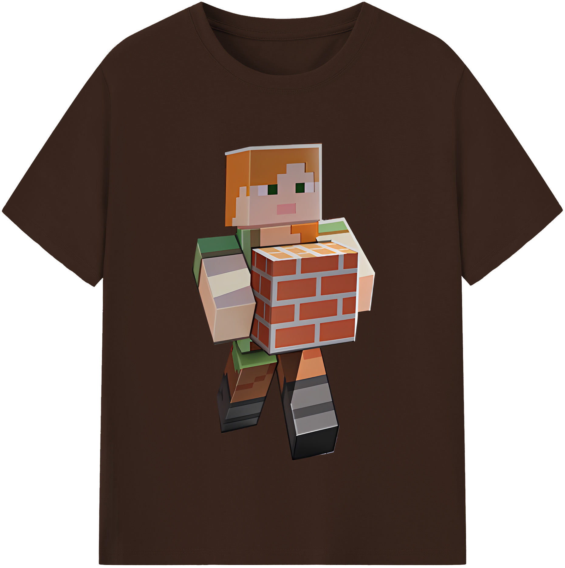 （画像用） マインクラフト ブロックの世界 Minecraft MC Block world 綿100％半袖Tシャツ（フロントプリント）