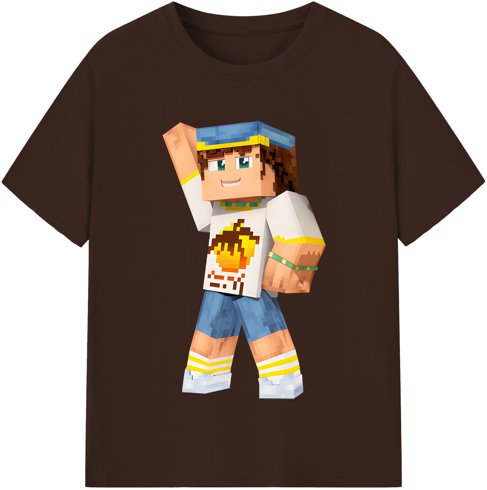 （画像用） マインクラフト ブロックの世界 Minecraft MC Block world 綿100％半袖Tシャツ（フロントプリント）