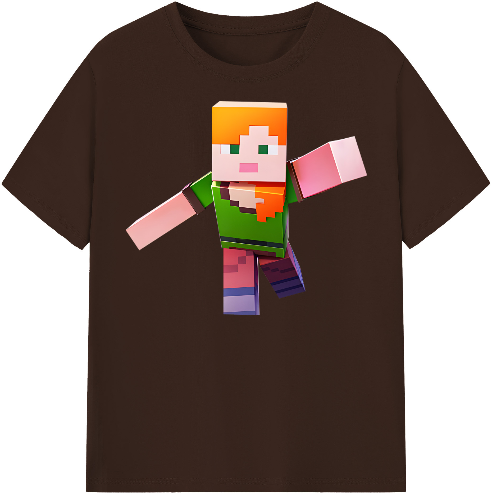 （画像用） マインクラフト ブロックの世界 Minecraft MC Block world 綿100％半袖Tシャツ（フロントプリント）