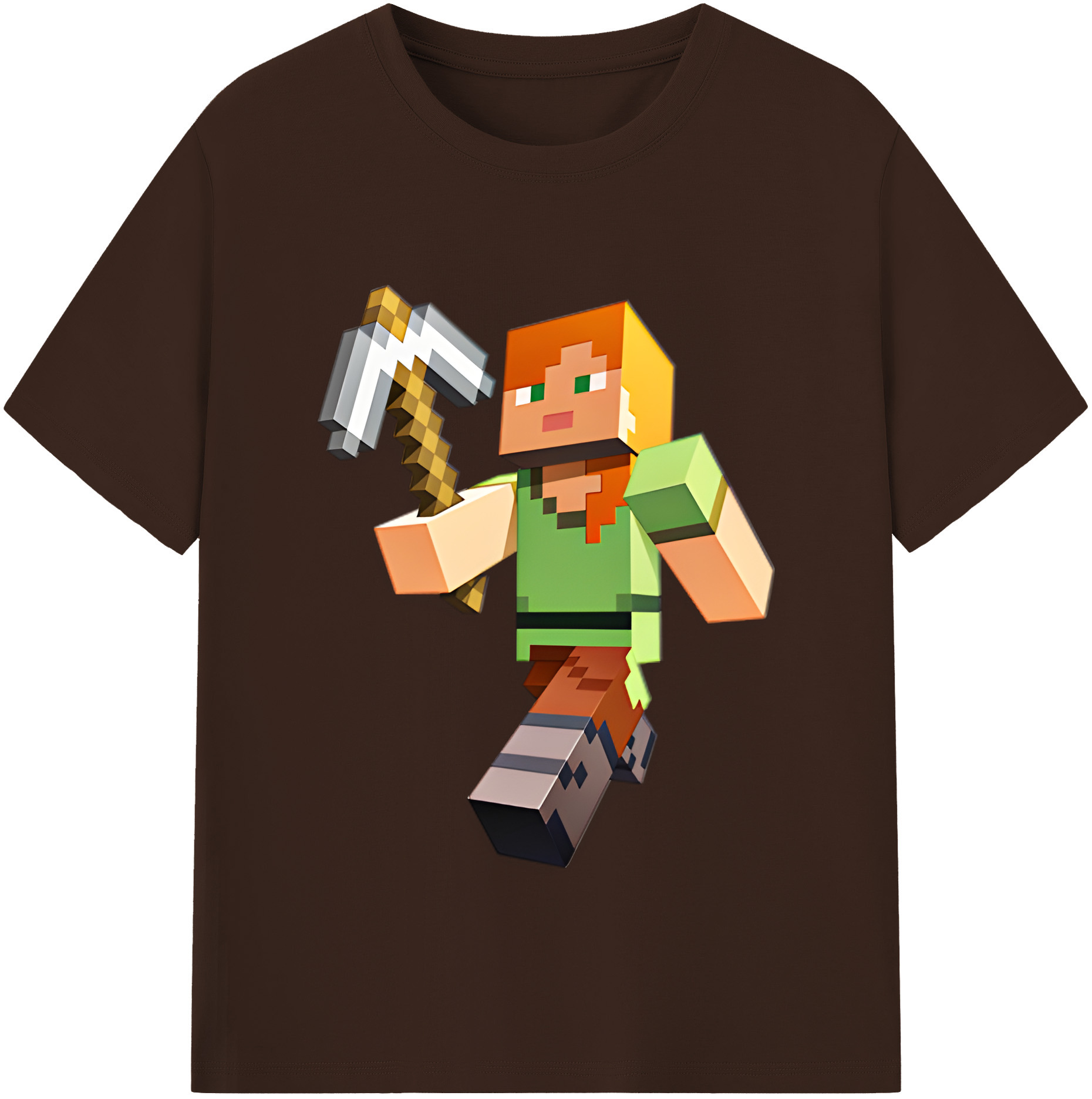 （画像用） マインクラフト ブロックの世界 Minecraft MC Block world 綿100％半袖Tシャツ（フロントプリント）