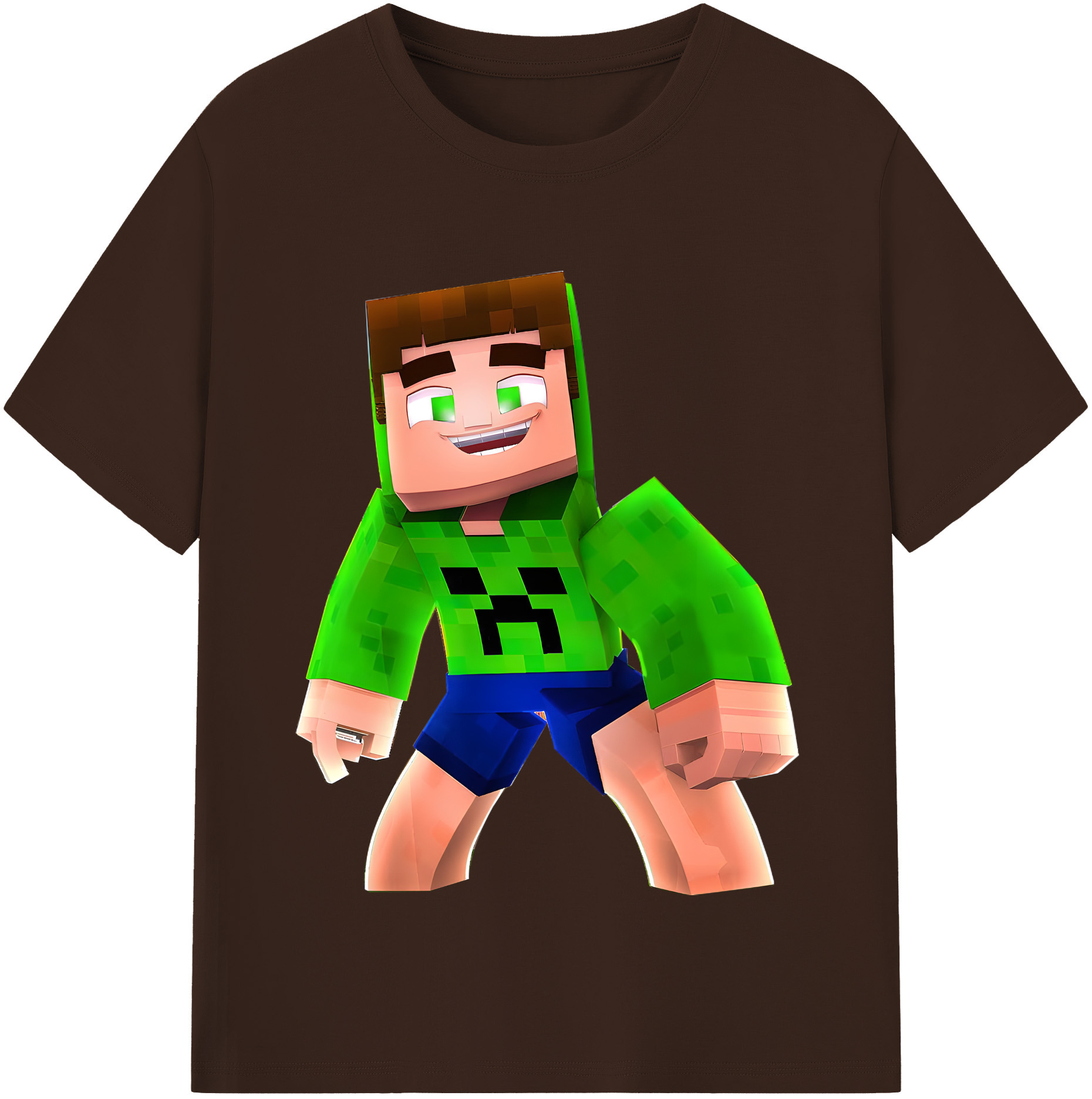 （画像用） マインクラフト ブロックの世界 Minecraft MC Block world 綿100％半袖Tシャツ（フロントプリント）