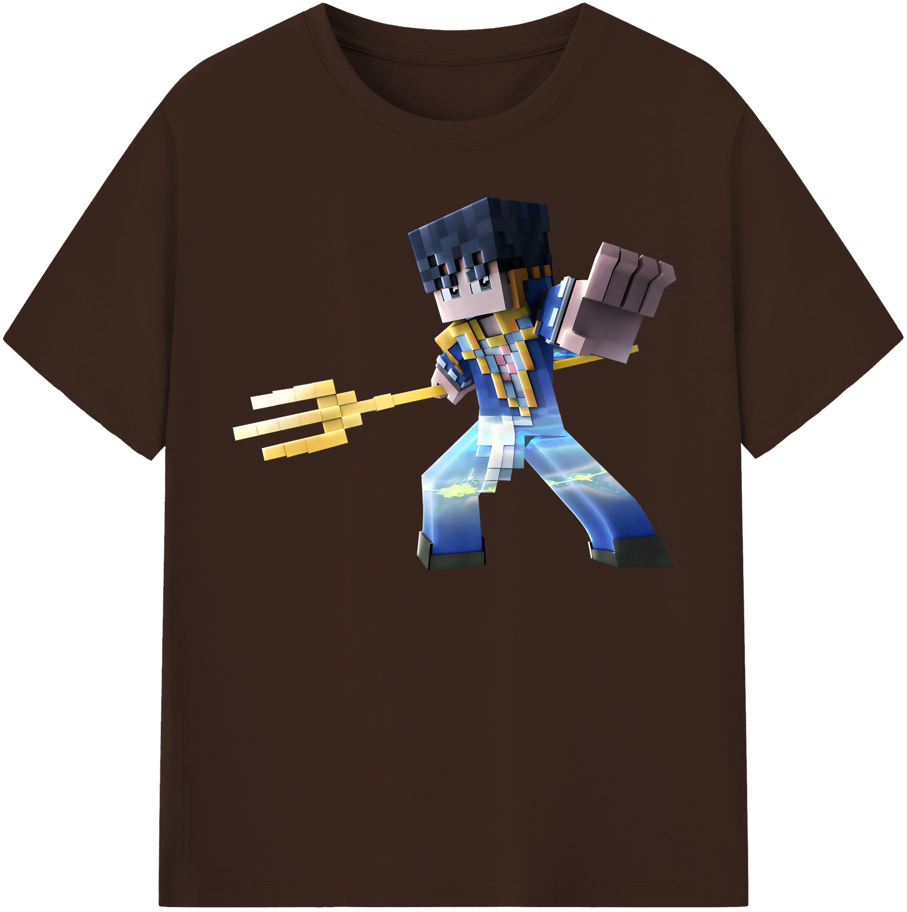 （画像用） マインクラフト ブロックの世界 Minecraft MC Block world 綿100％半袖Tシャツ（フロントプリント）