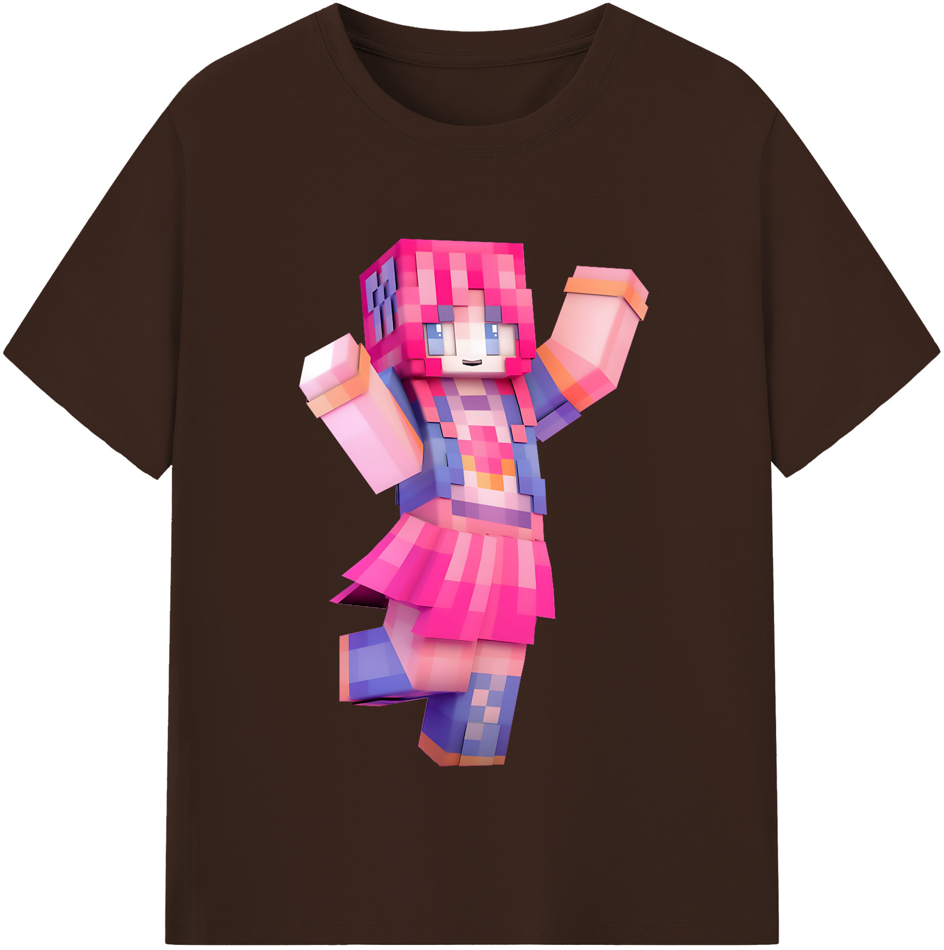 （画像用） マインクラフト ブロックの世界 Minecraft MC Block world 綿100％半袖Tシャツ（フロントプリント）