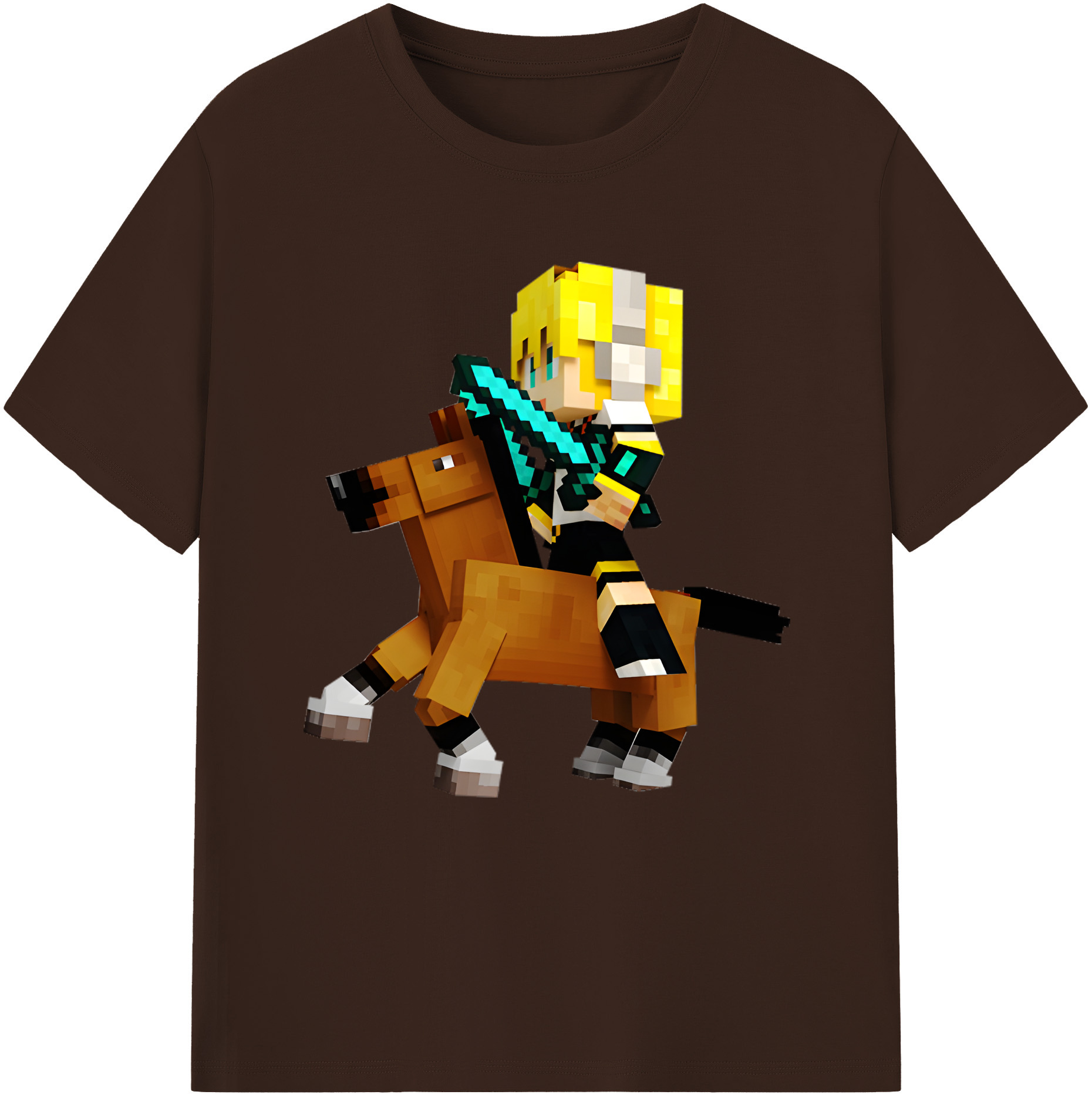 （画像用） マインクラフト ブロックの世界 Minecraft MC Block world 綿100％半袖Tシャツ（フロントプリント）