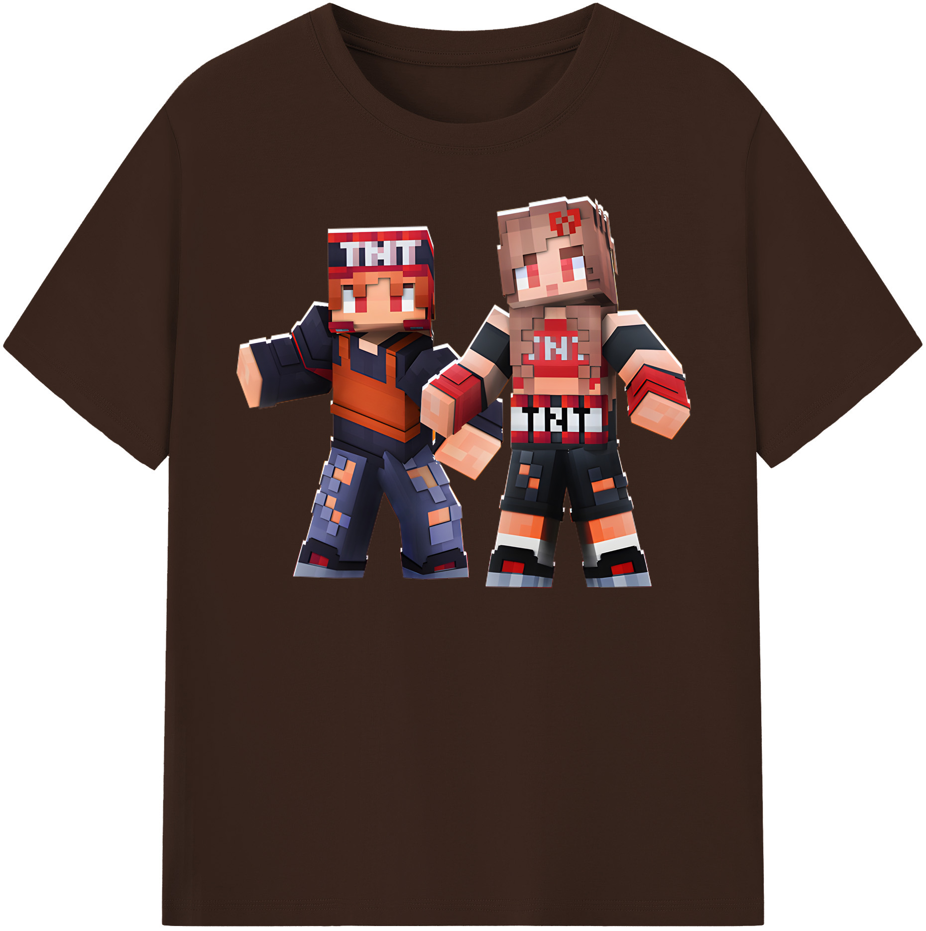 （画像用） マインクラフト ブロックの世界 Minecraft MC Block world 綿100％半袖Tシャツ（フロントプリント）