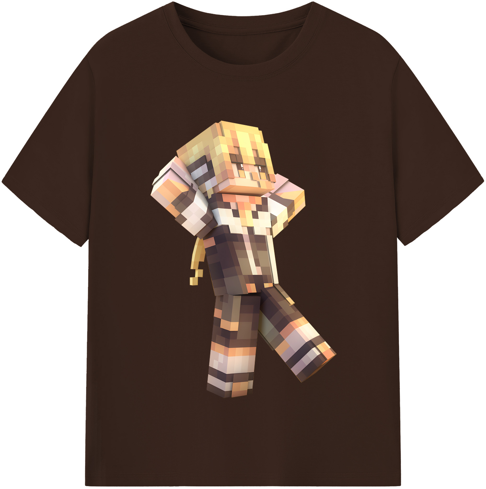 （画像用） マインクラフト ブロックの世界 Minecraft MC Block world 綿100％半袖Tシャツ（フロントプリント）