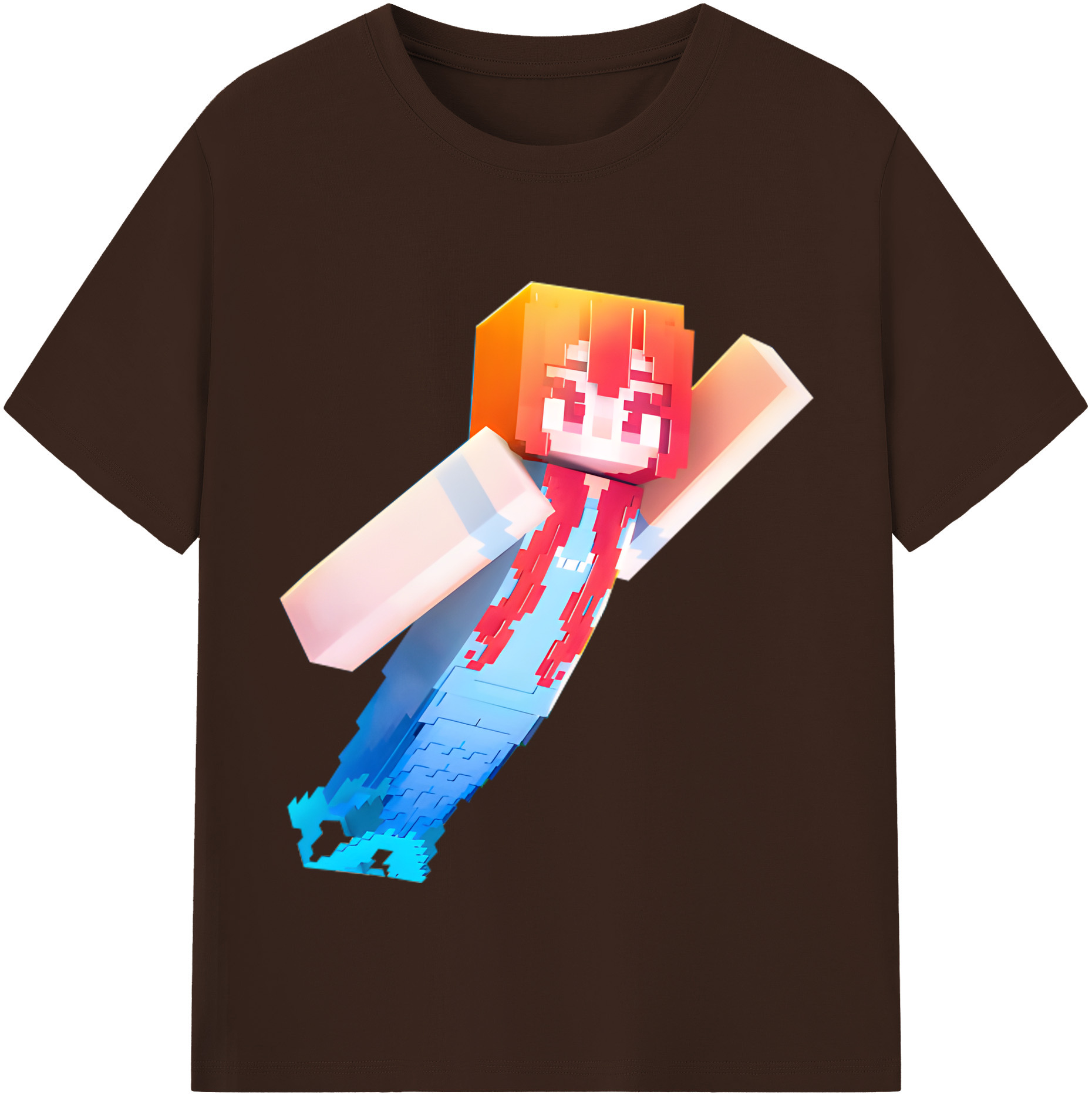 （画像用） マインクラフト ブロックの世界 Minecraft MC Block world 綿100％半袖Tシャツ（フロントプリント）