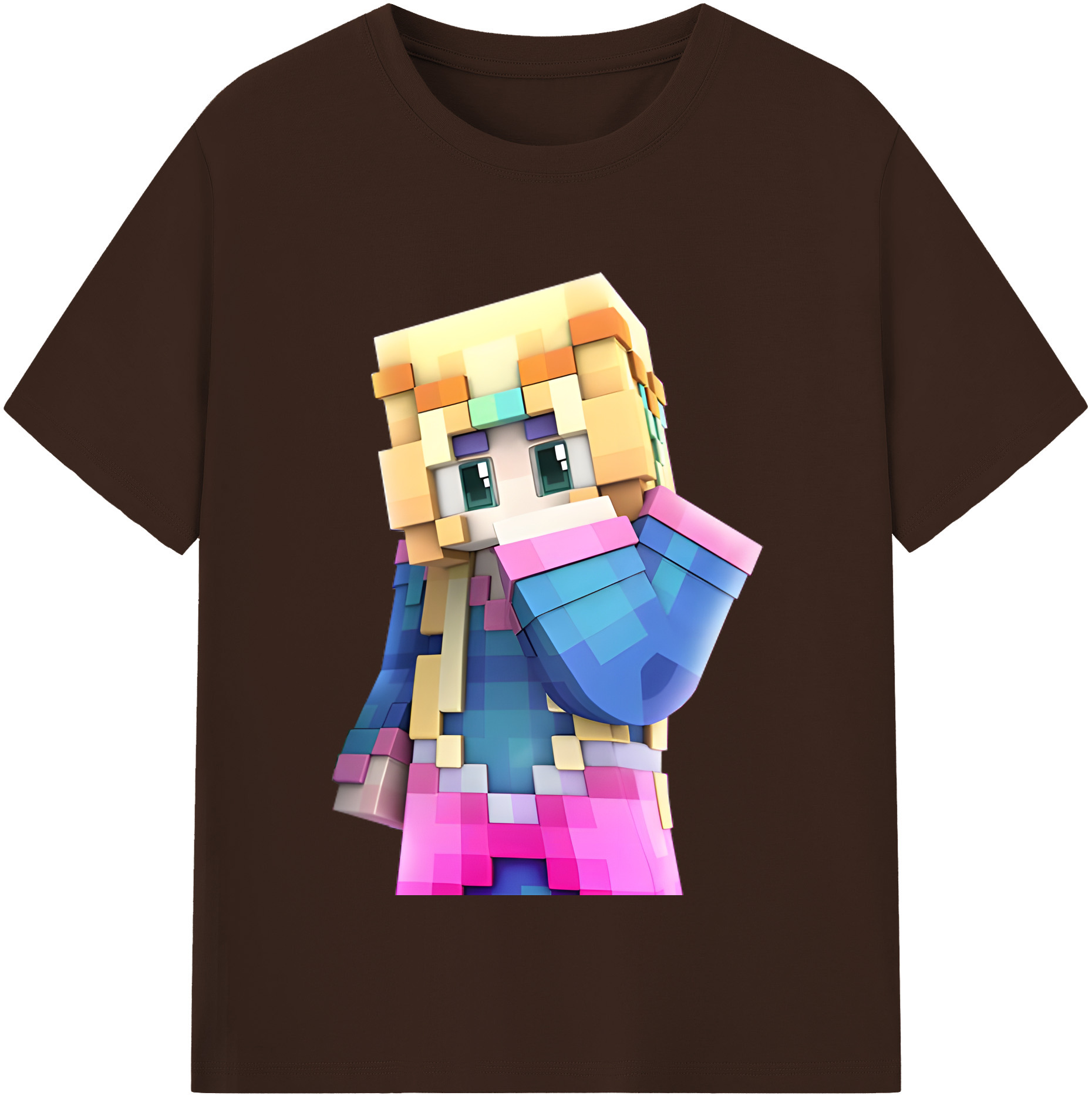 （画像用） マインクラフト ブロックの世界 Minecraft MC Block world 綿100％半袖Tシャツ（フロントプリント）