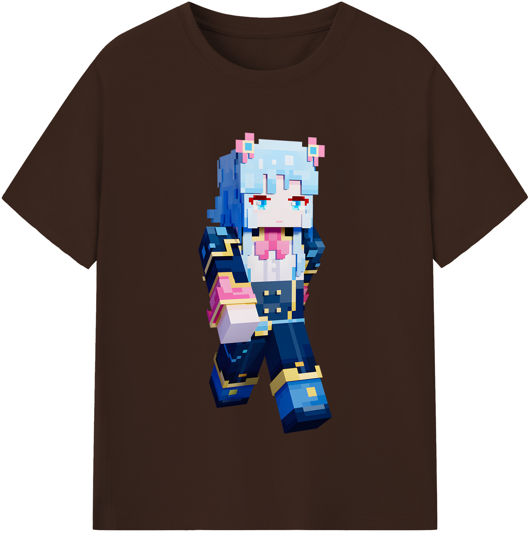 （画像用） マインクラフト ブロックの世界 Minecraft MC Block world 綿100％半袖Tシャツ（フロントプリント）