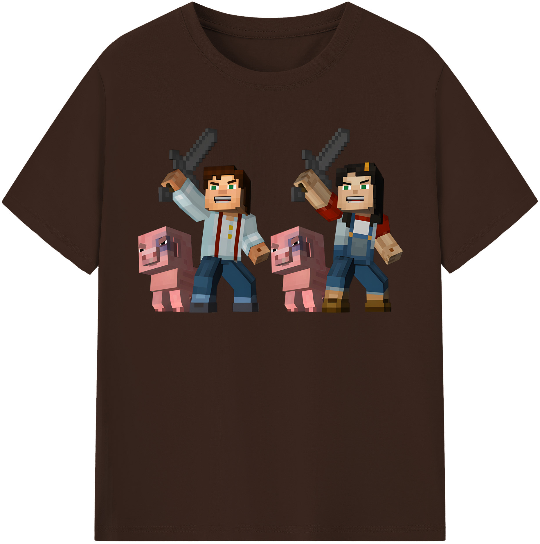 （画像用） マインクラフト ブロックの世界 Minecraft MC Block world 綿100％半袖Tシャツ（フロントプリント）