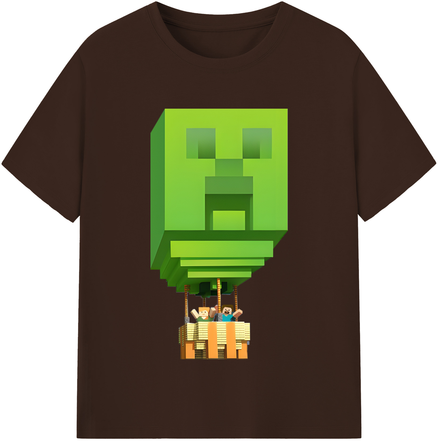 （画像用） マインクラフト ブロックの世界 Minecraft MC Block world 綿100％半袖Tシャツ（フロントプリント）