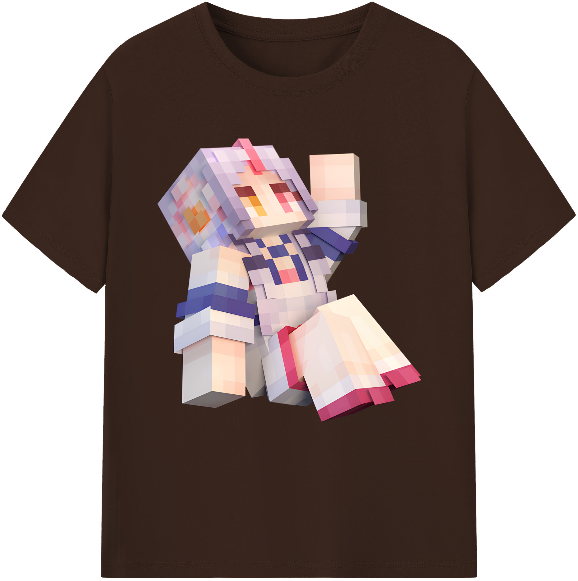 （画像用） マインクラフト ブロックの世界 Minecraft MC Block world 綿100％半袖Tシャツ（フロントプリント）