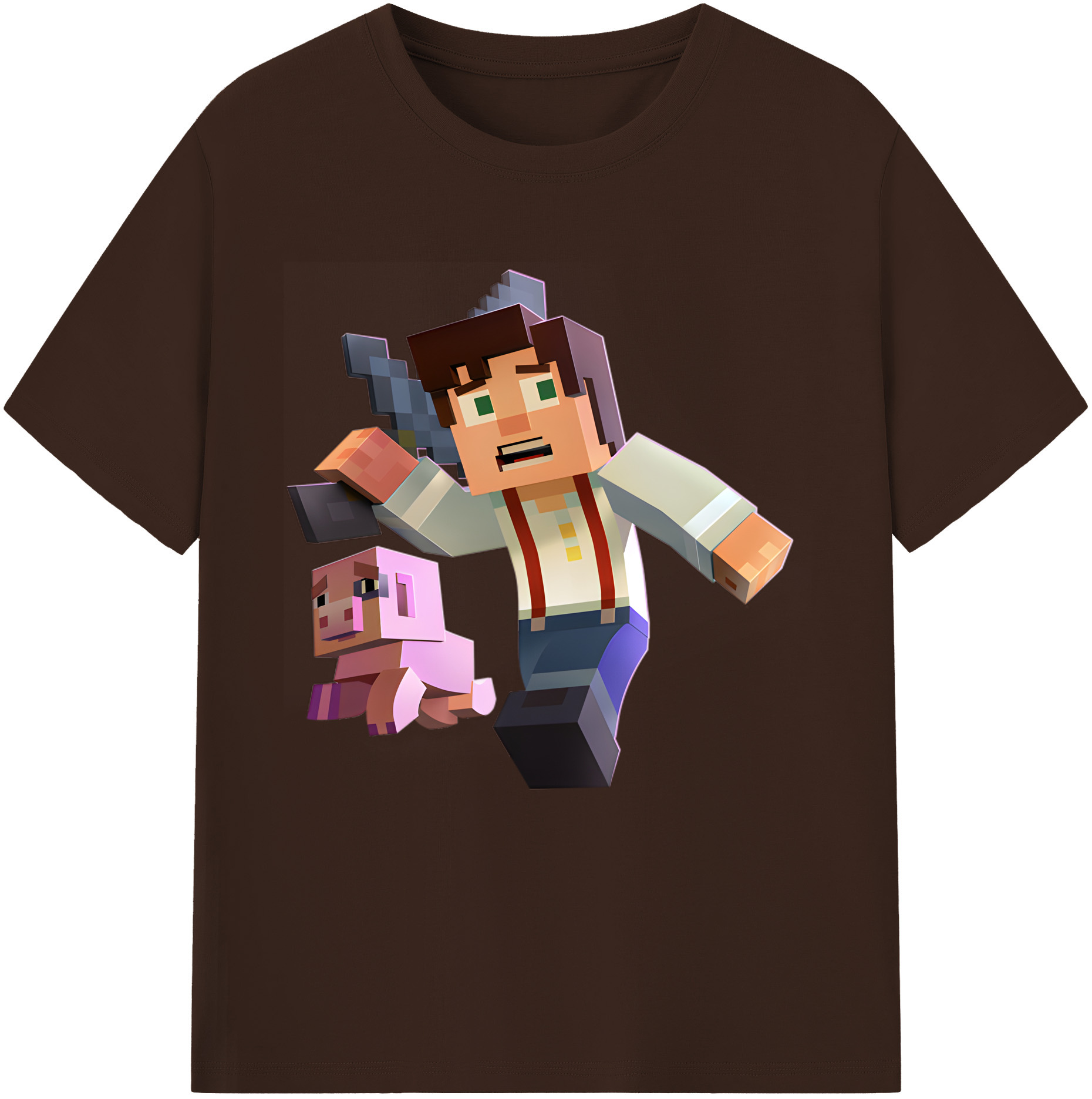 （画像用） マインクラフト ブロックの世界 Minecraft MC Block world 綿100％半袖Tシャツ（フロントプリント）