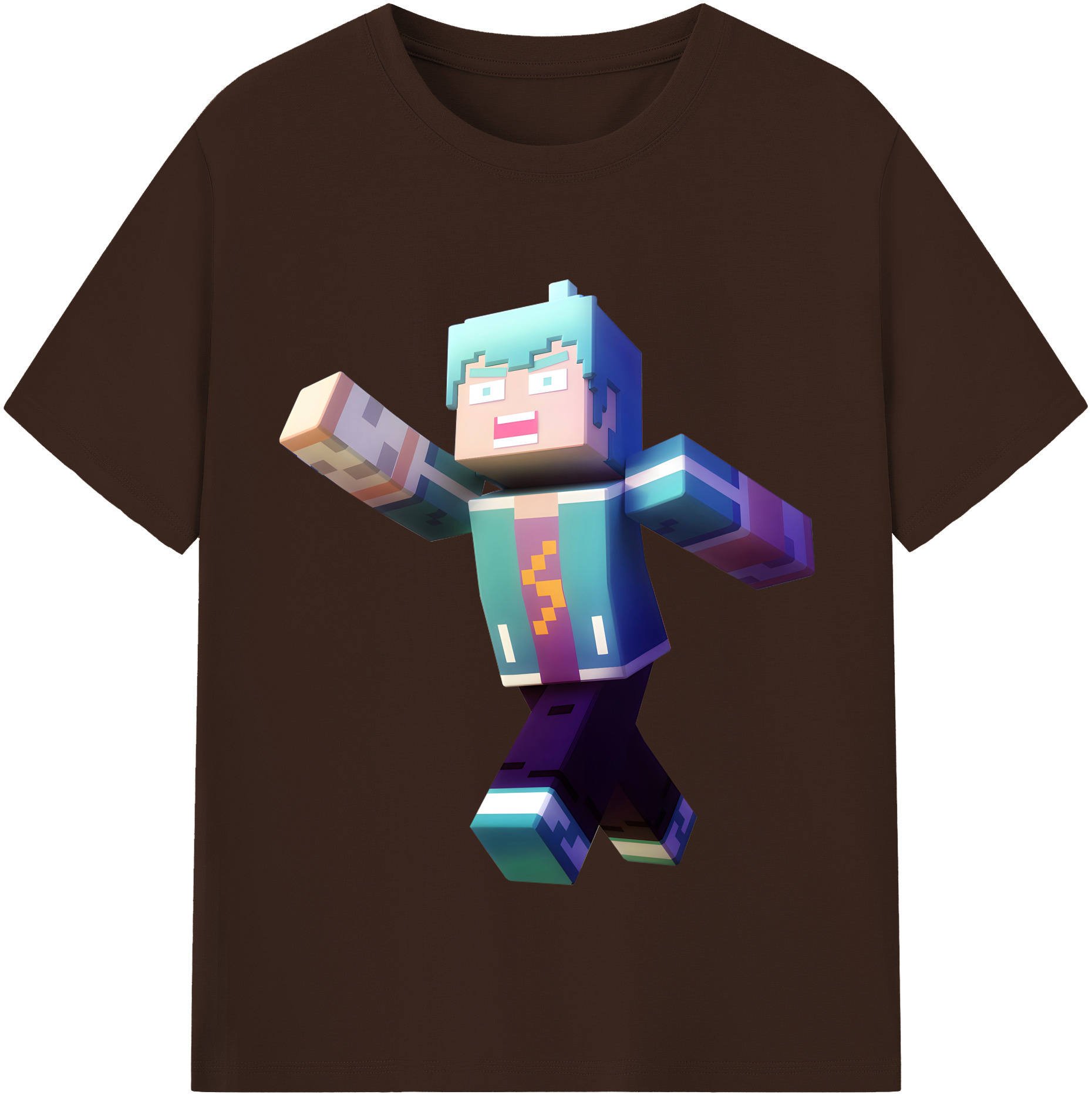 （画像用） マインクラフト ブロックの世界 Minecraft MC Block world 綿100％半袖Tシャツ（フロントプリント）
