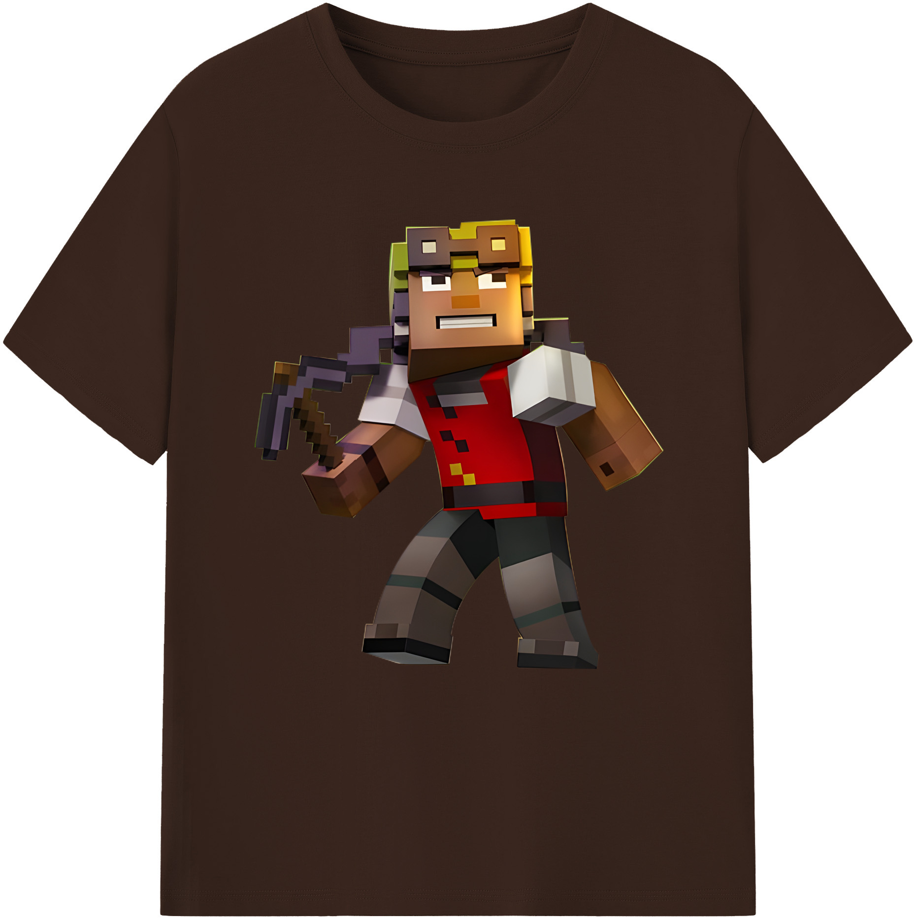 （画像用） マインクラフト ブロックの世界 Minecraft MC Block world 綿100％半袖Tシャツ（フロントプリント）