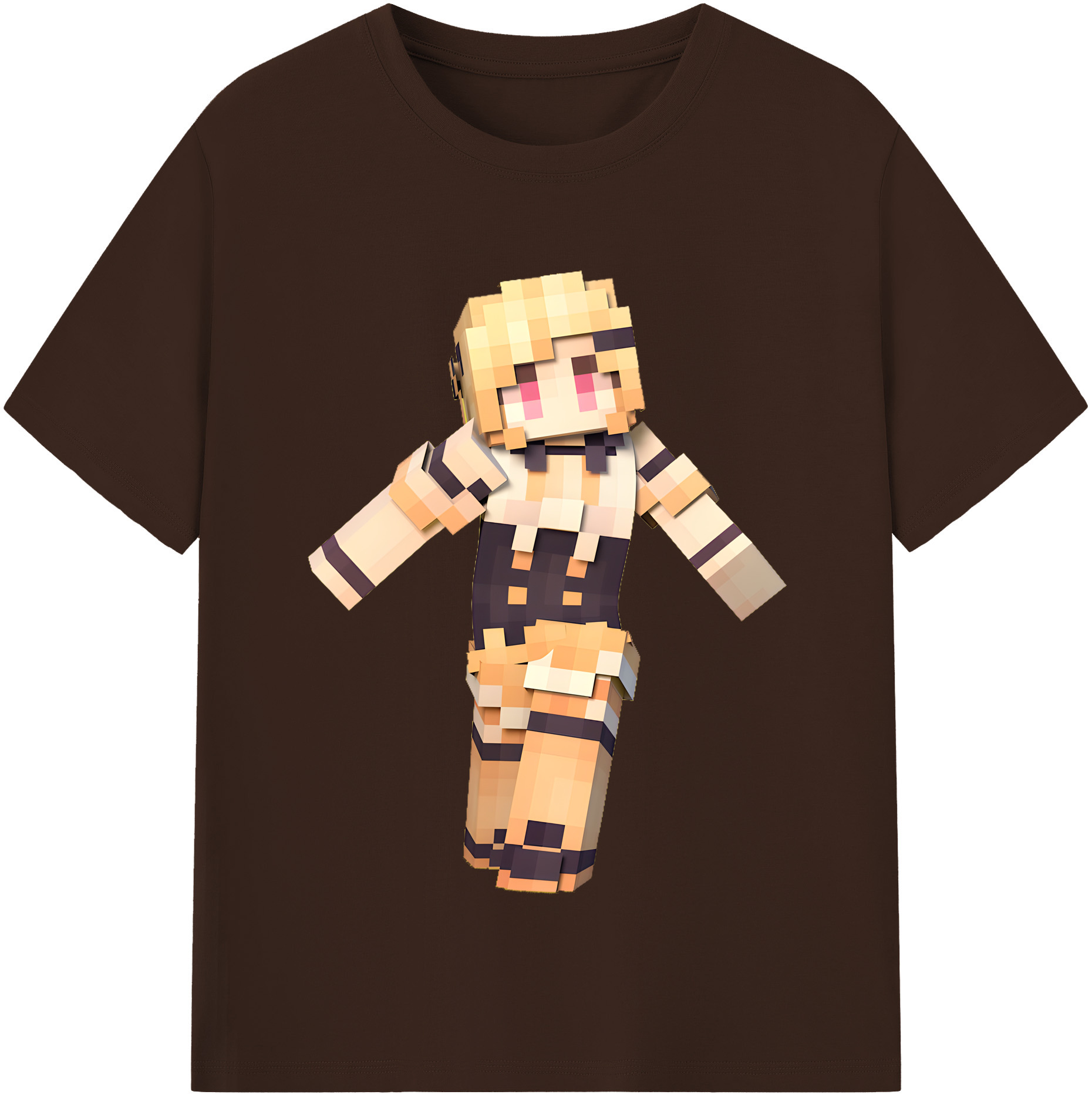 （画像用） マインクラフト ブロックの世界 Minecraft MC Block world 綿100％半袖Tシャツ（フロントプリント）