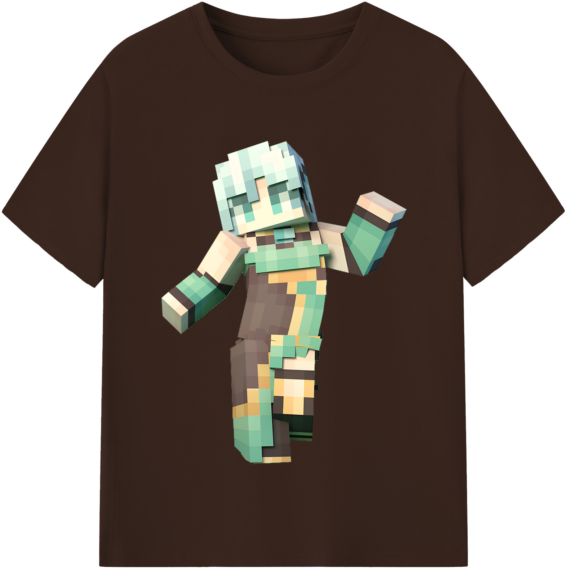 （画像用） マインクラフト ブロックの世界 Minecraft MC Block world 綿100％半袖Tシャツ（フロントプリント）