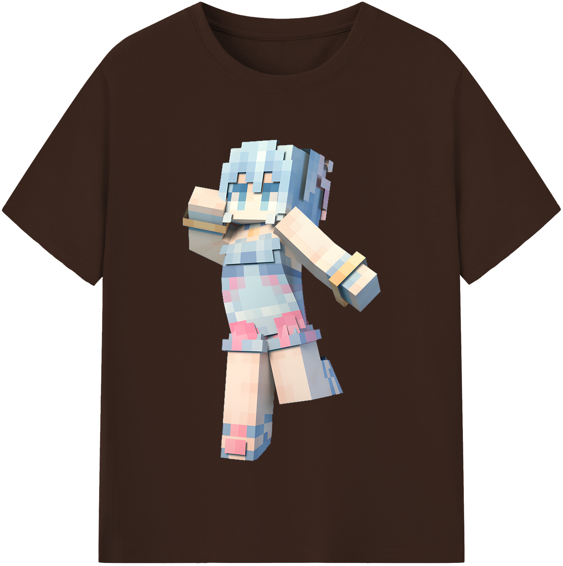 （画像用） マインクラフト ブロックの世界 Minecraft MC Block world 綿100％半袖Tシャツ（フロントプリント）