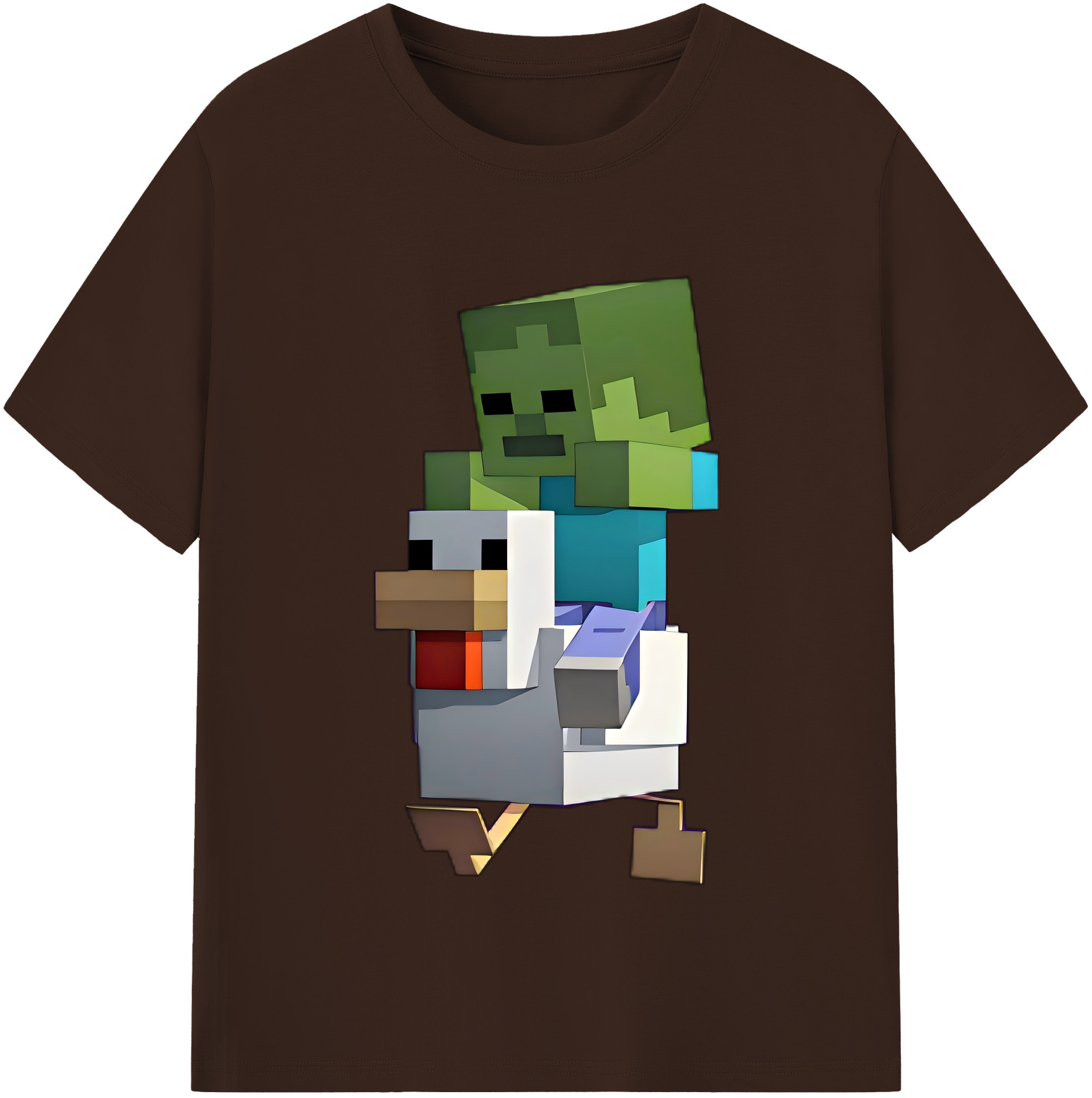 （画像用） マインクラフト ブロックの世界 Minecraft MC Block world 綿100％半袖Tシャツ（フロントプリント）