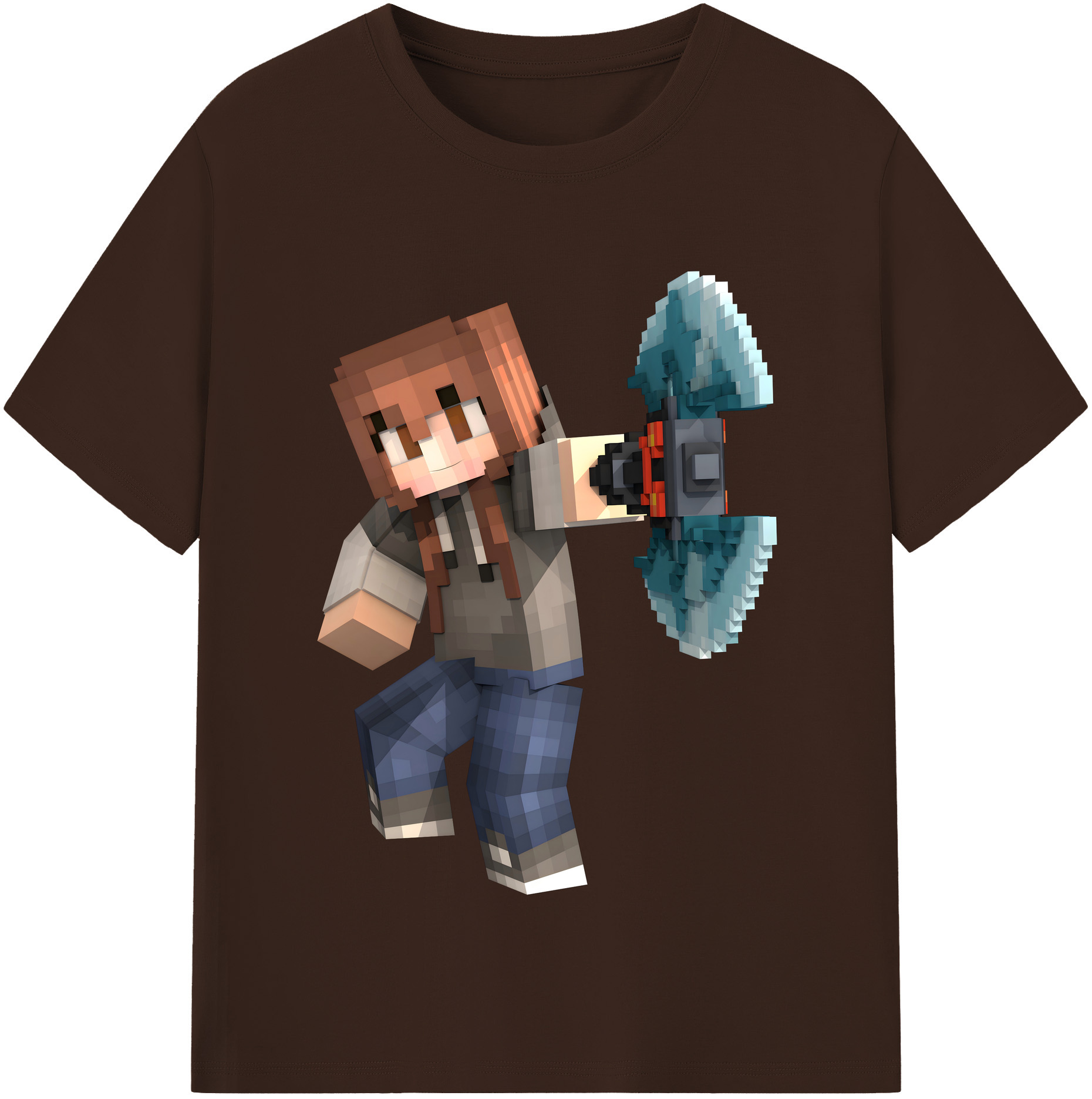 （画像用） マインクラフト ブロックの世界 Minecraft MC Block world 綿100％半袖Tシャツ（フロントプリント）