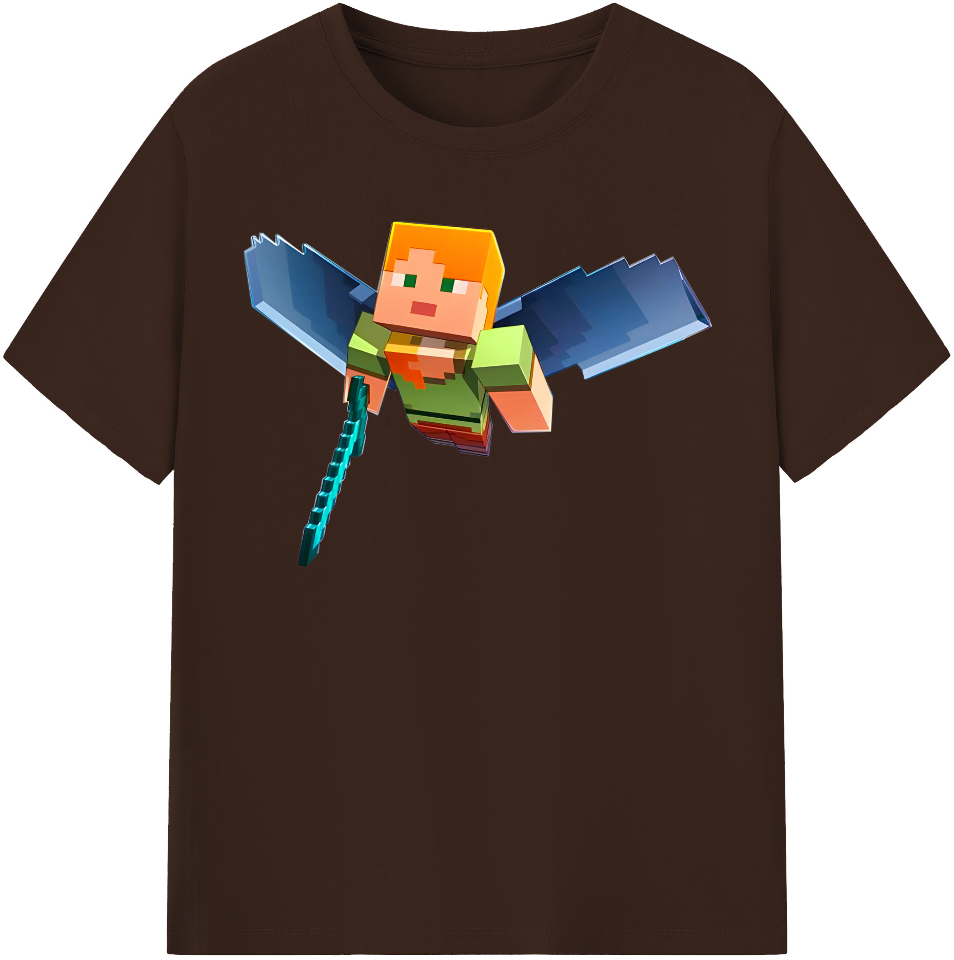 （画像用） マインクラフト ブロックの世界 Minecraft MC Block world 綿100％半袖Tシャツ（フロントプリント）