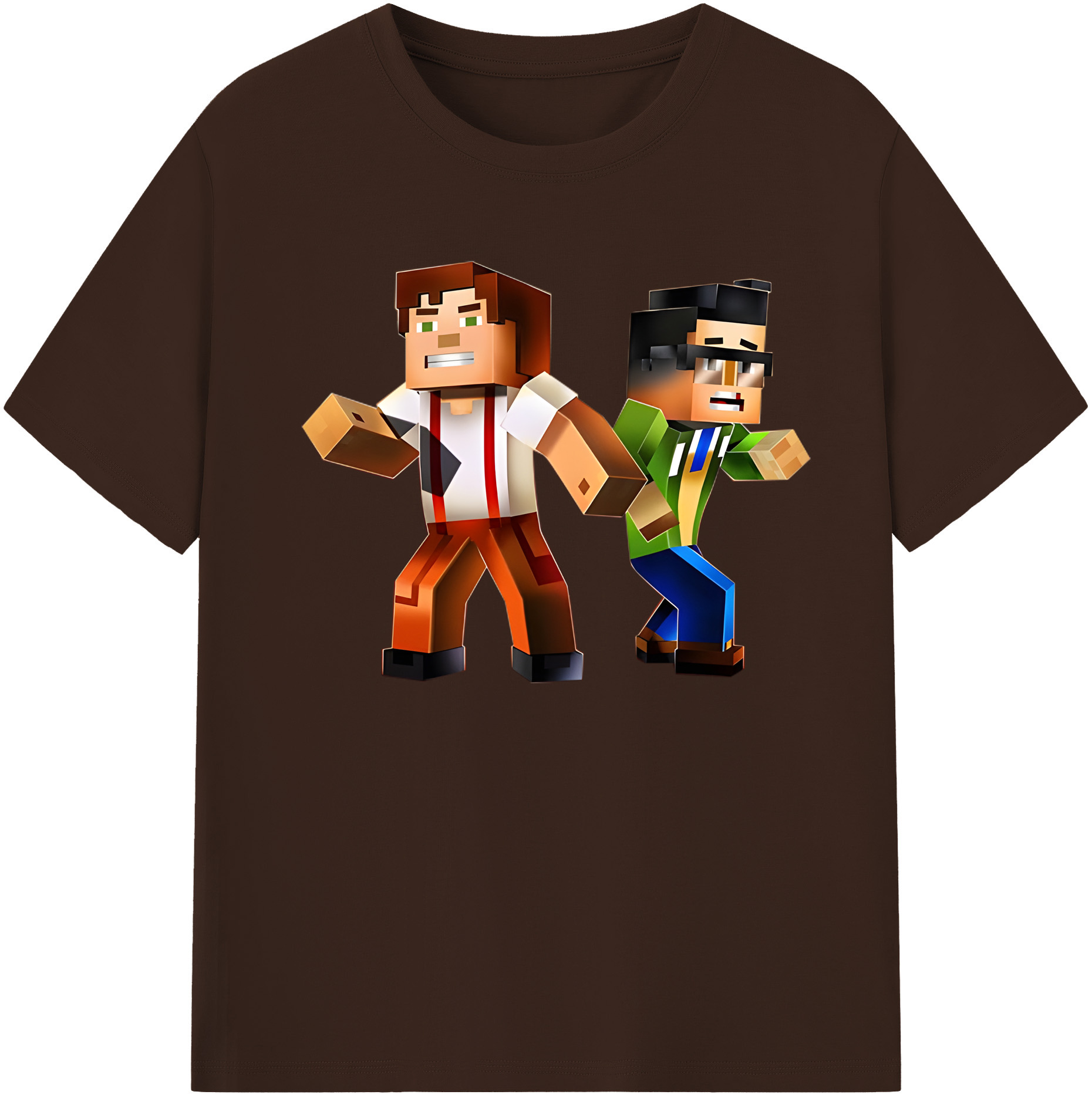 （画像用） マインクラフト ブロックの世界 Minecraft MC Block world 綿100％半袖Tシャツ（フロントプリント）