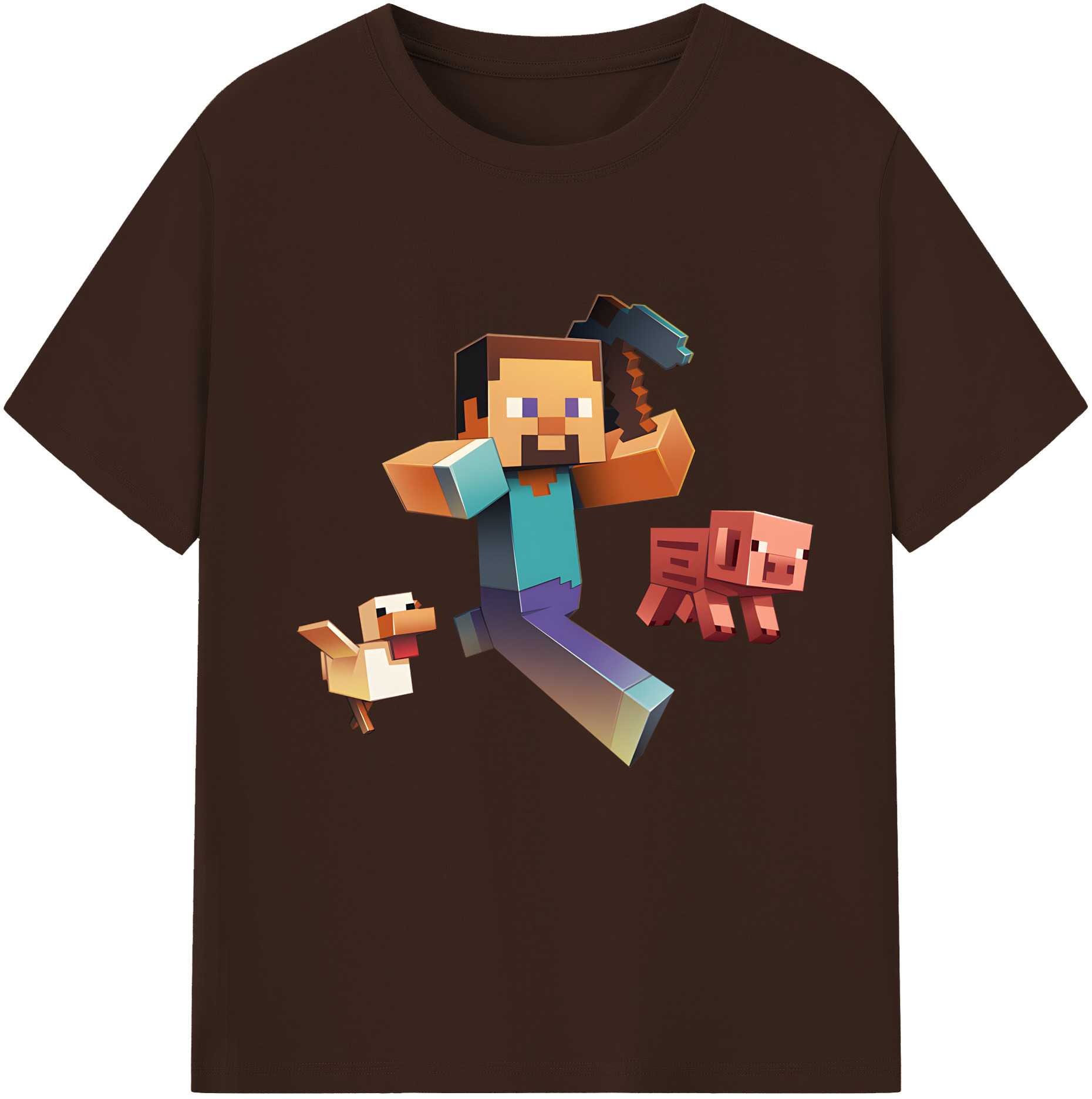 （画像用） マインクラフト ブロックの世界 Minecraft MC Block world 綿100％半袖Tシャツ（フロントプリント）