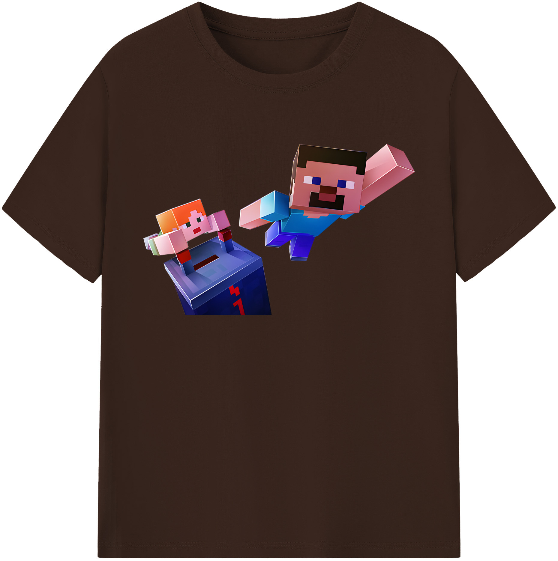 （画像用） マインクラフト ブロックの世界 Minecraft MC Block world 綿100％半袖Tシャツ（フロントプリント）